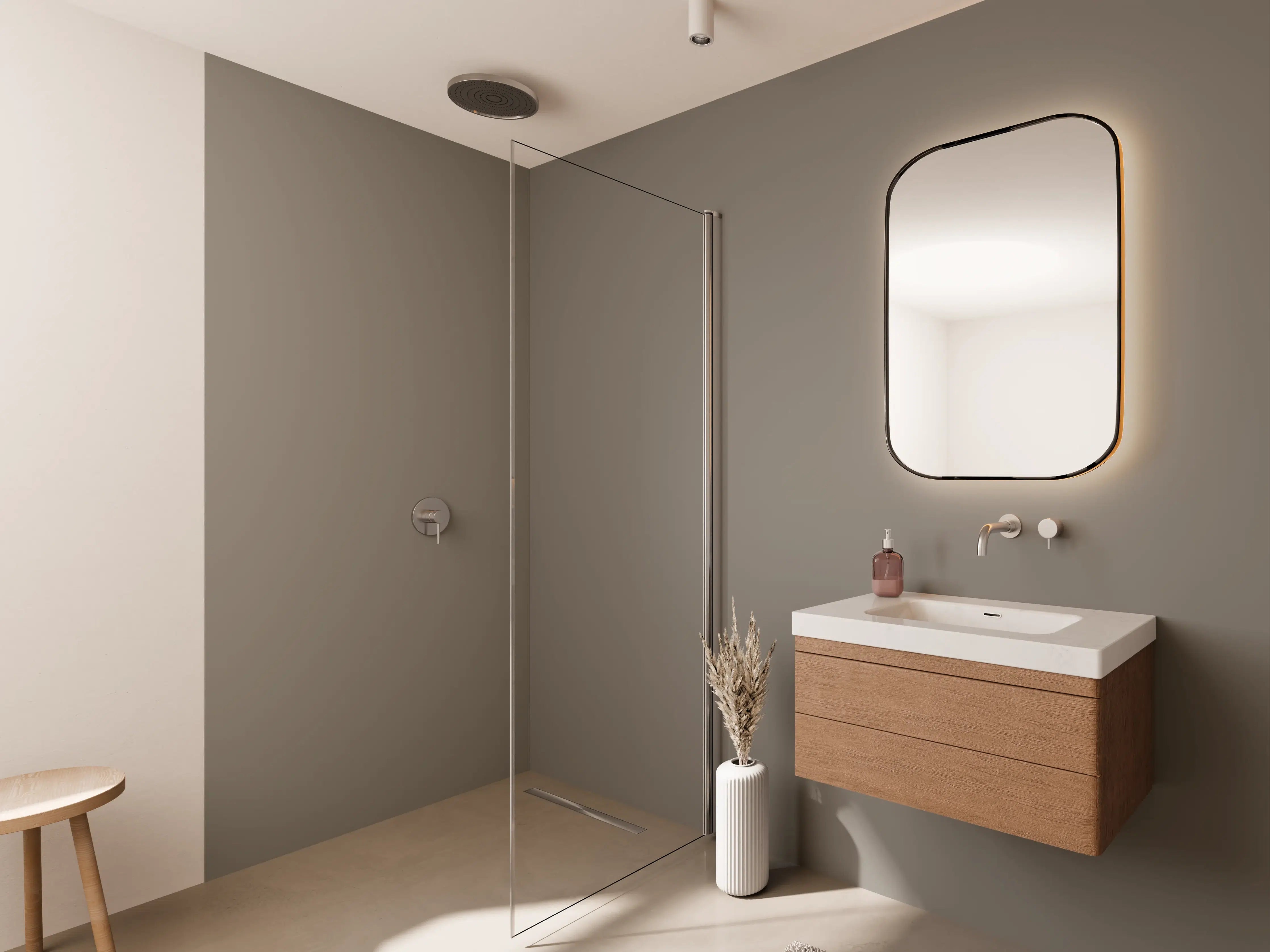 Wandverkleidung Bad - RAL 7048 (Perlmuttgrau)