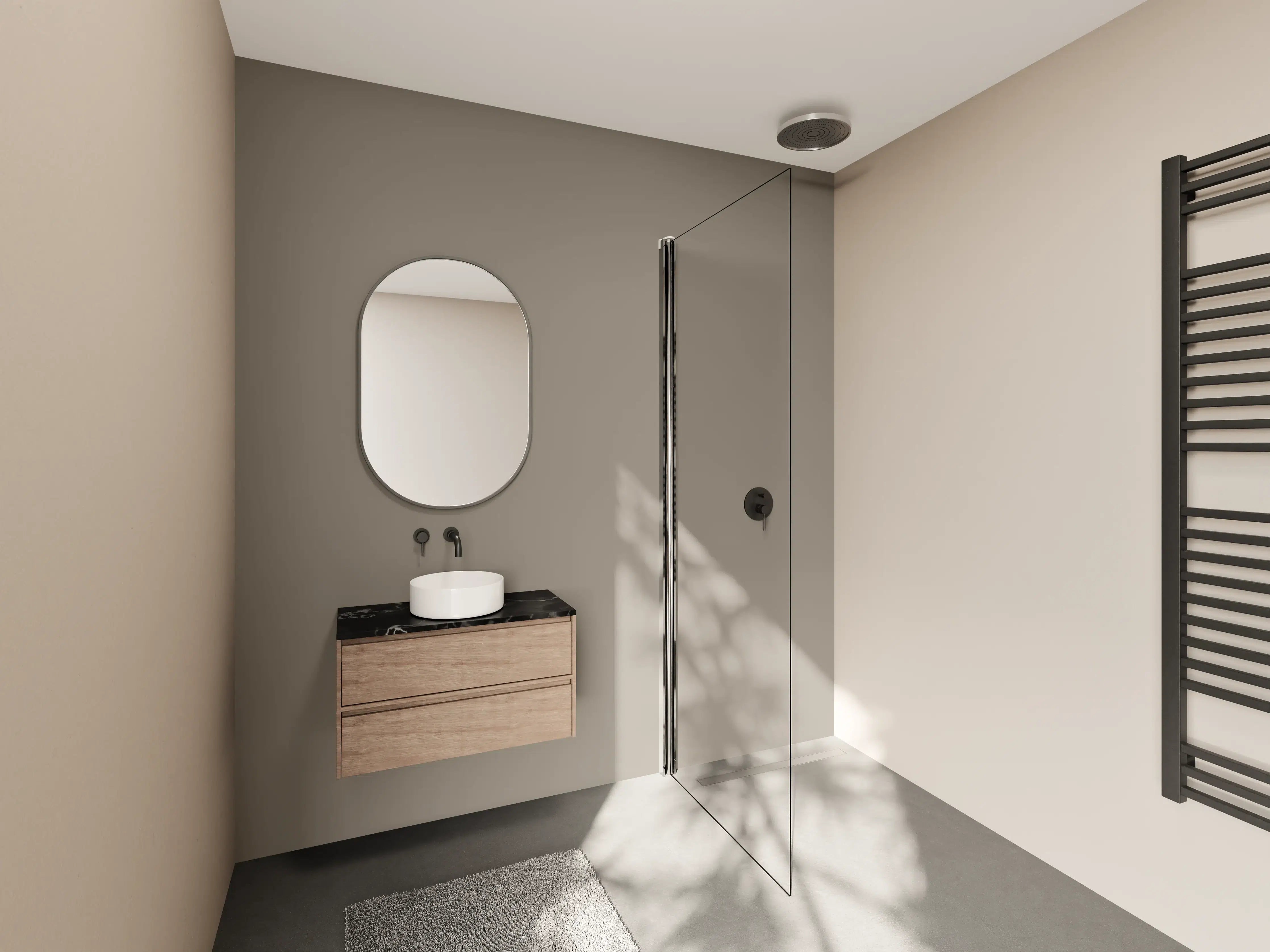 Wandverkleidung Bad - RAL 7048 (Perlmuttgrau)