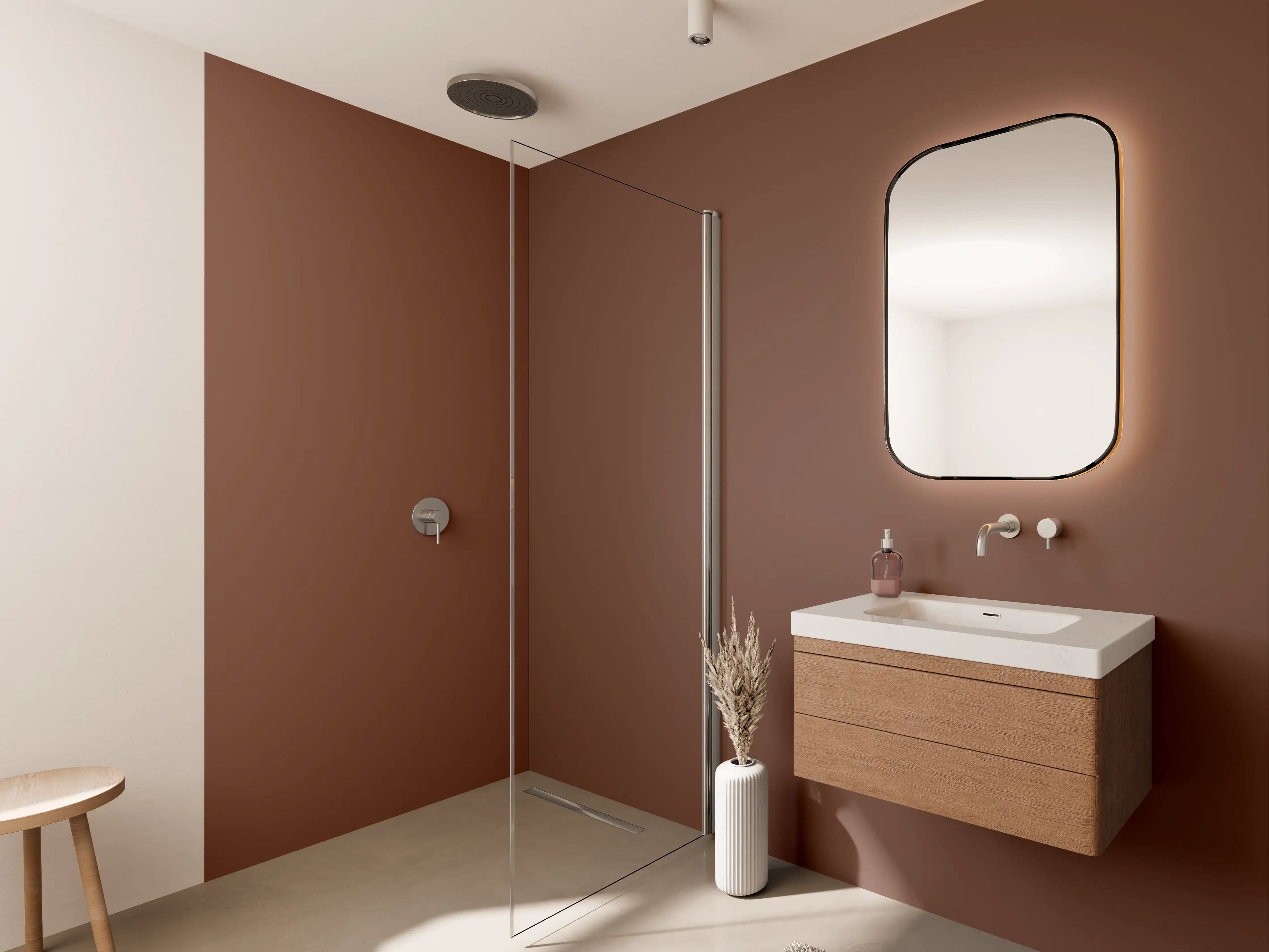 Wandverkleidung Bad - RAL 8002 (Signalbraun)