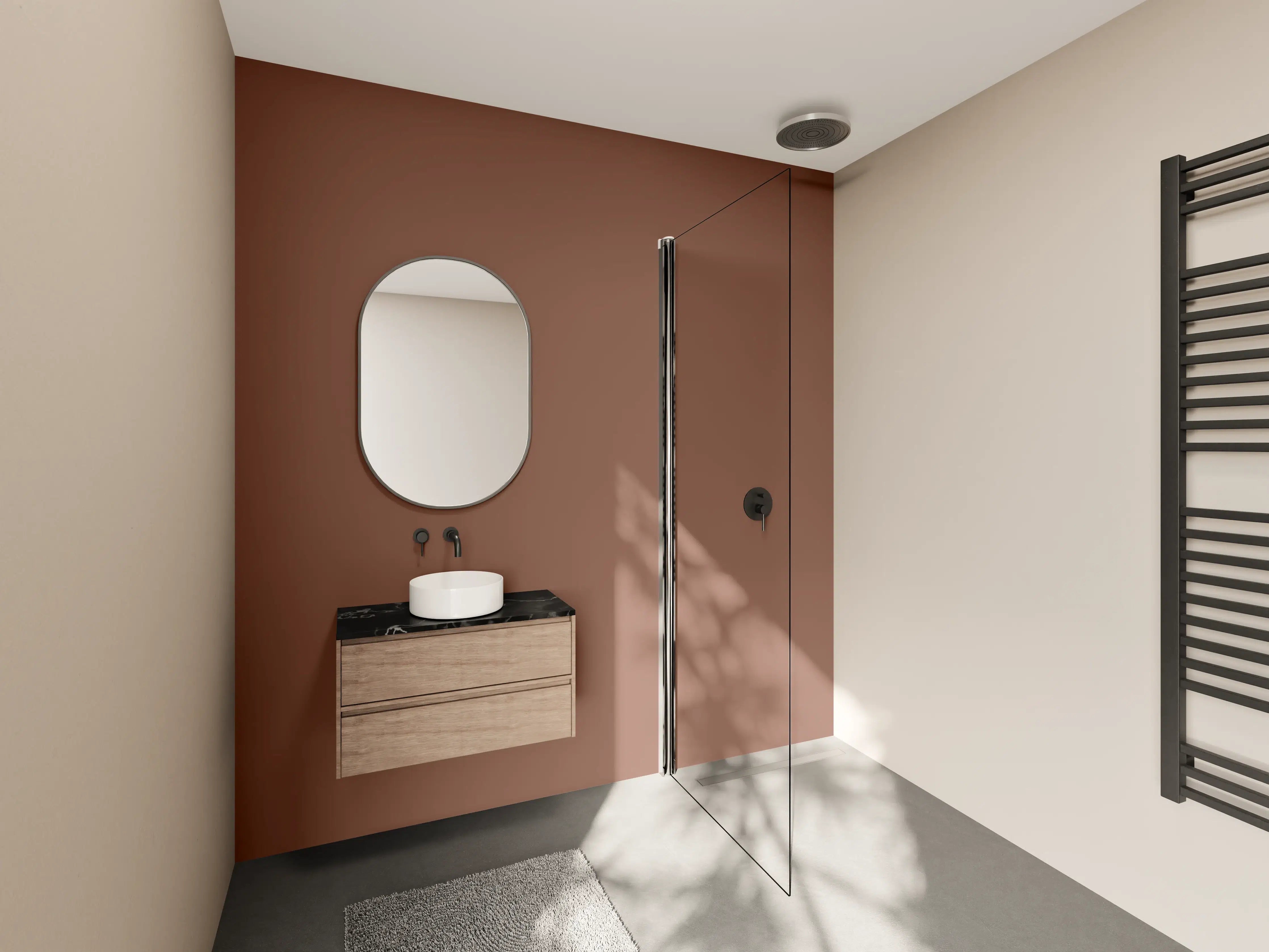 Wandverkleidung Bad - RAL 8002 (Signalbraun)