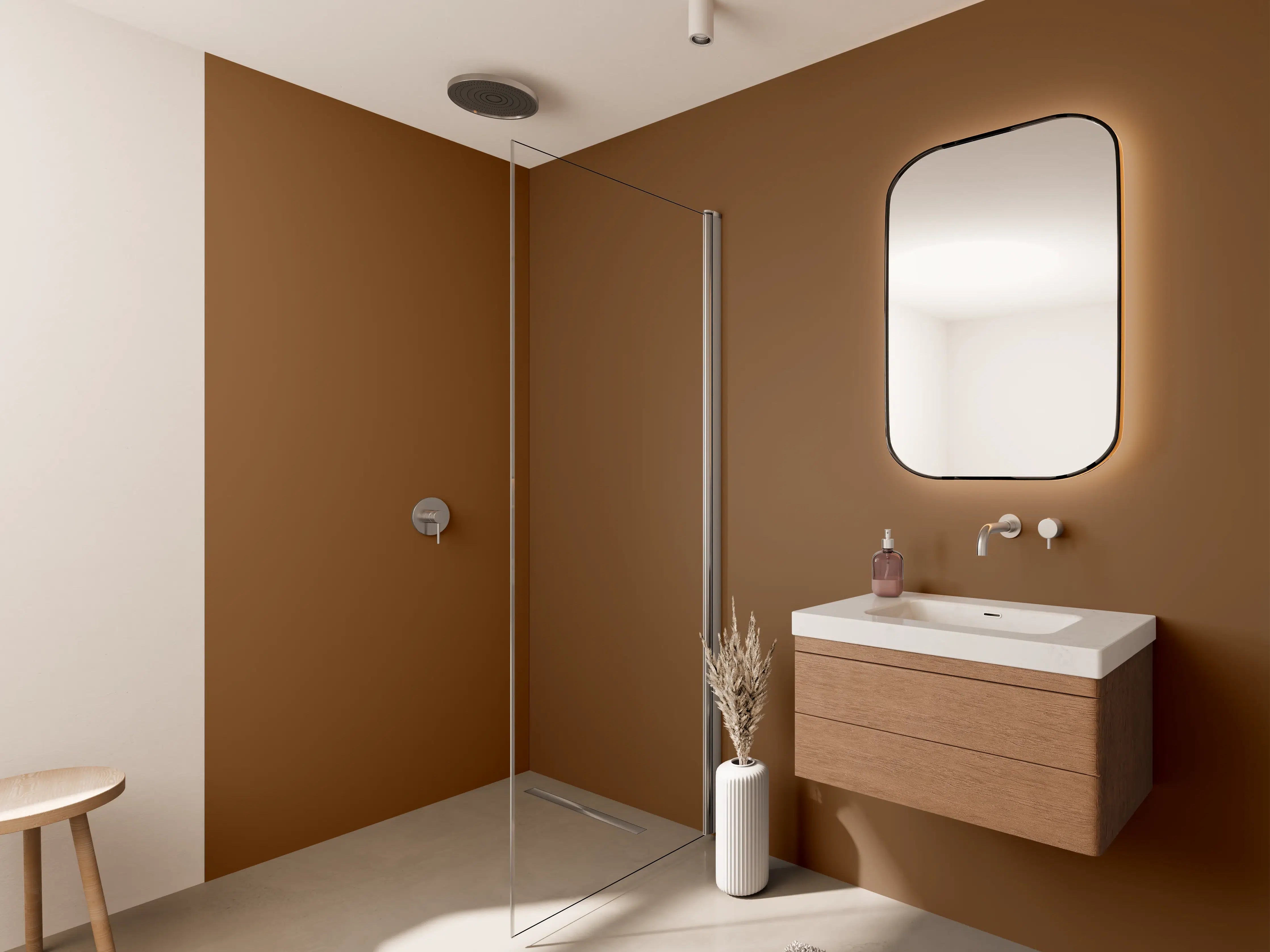 Wandverkleidung Bad - RAL 8003 (Lehm-Braun)