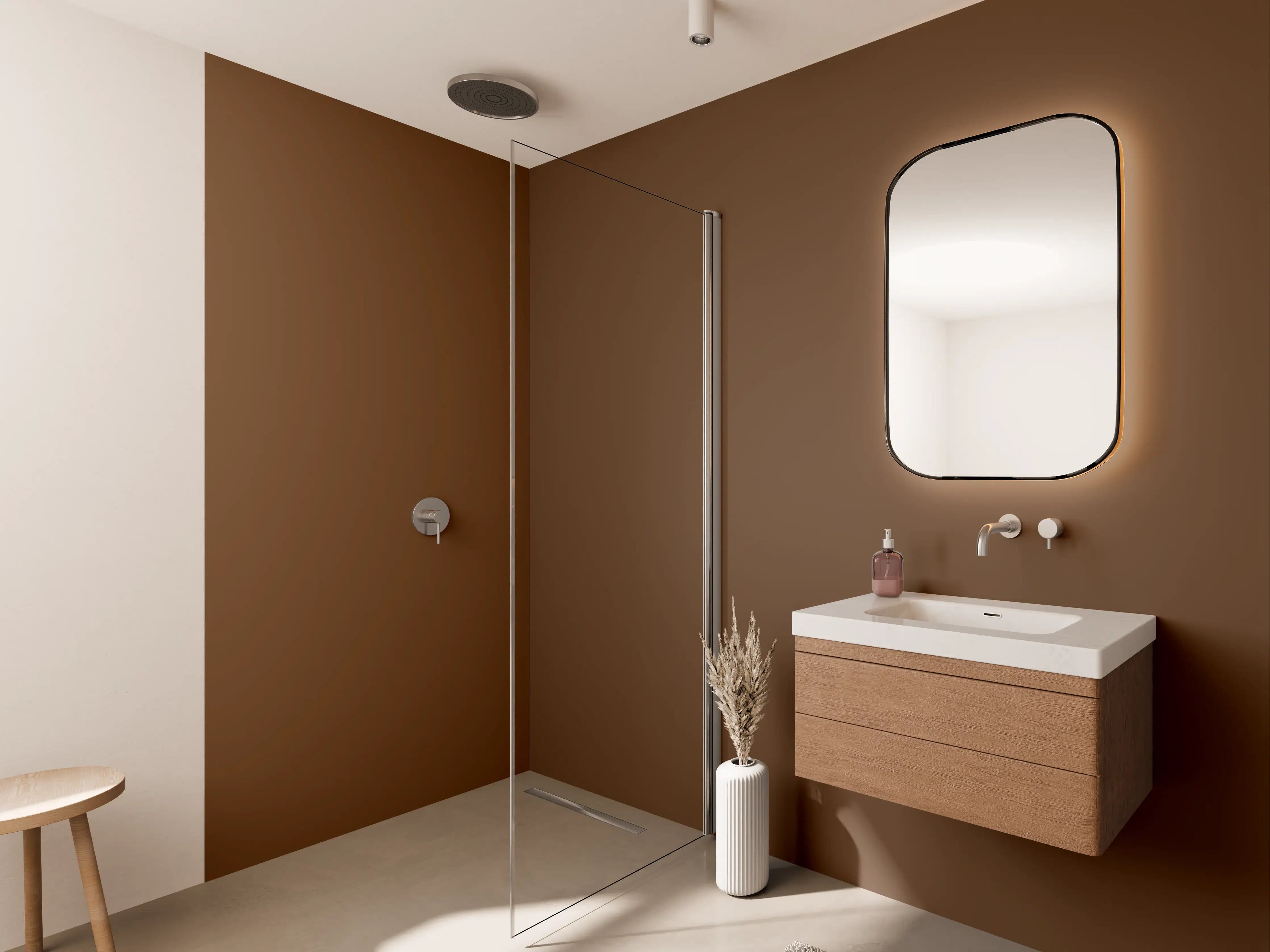 Wandverkleidung Bad - RAL 8007 (Rehbraun)