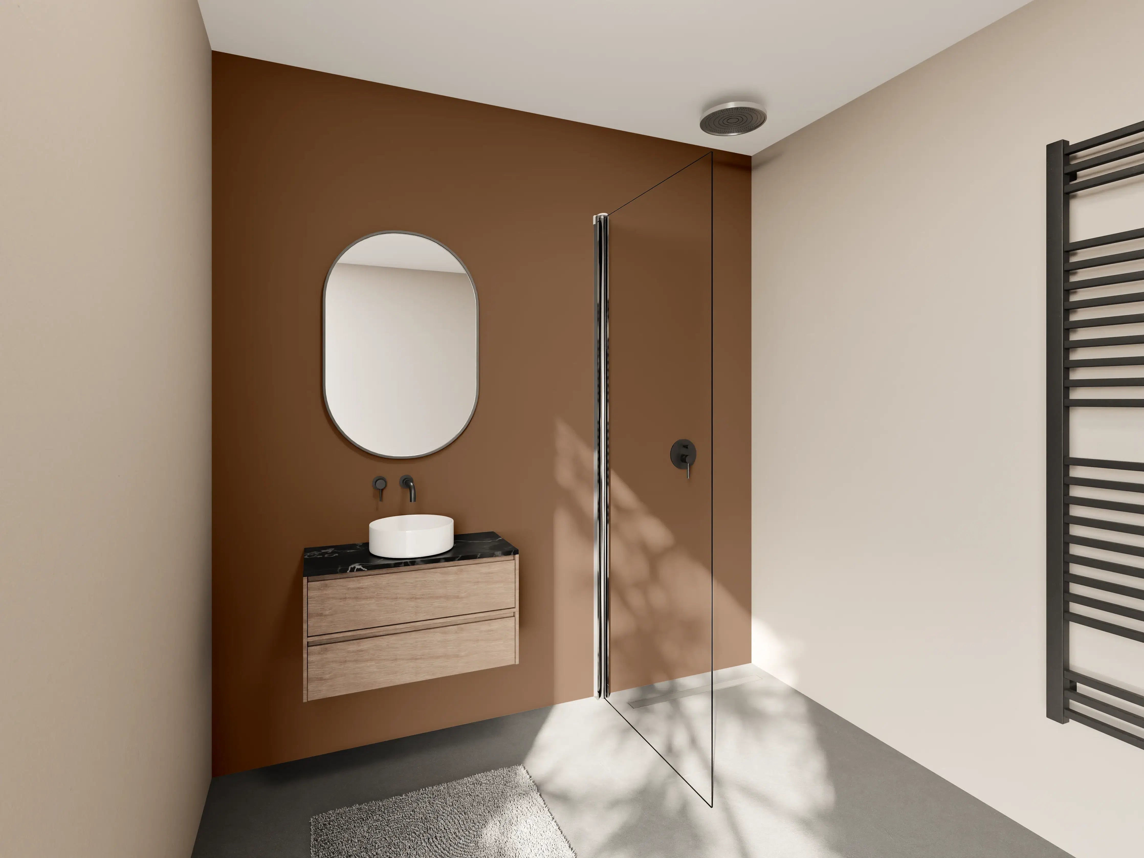 Wandverkleidung Bad - RAL 8007 (Rehbraun)