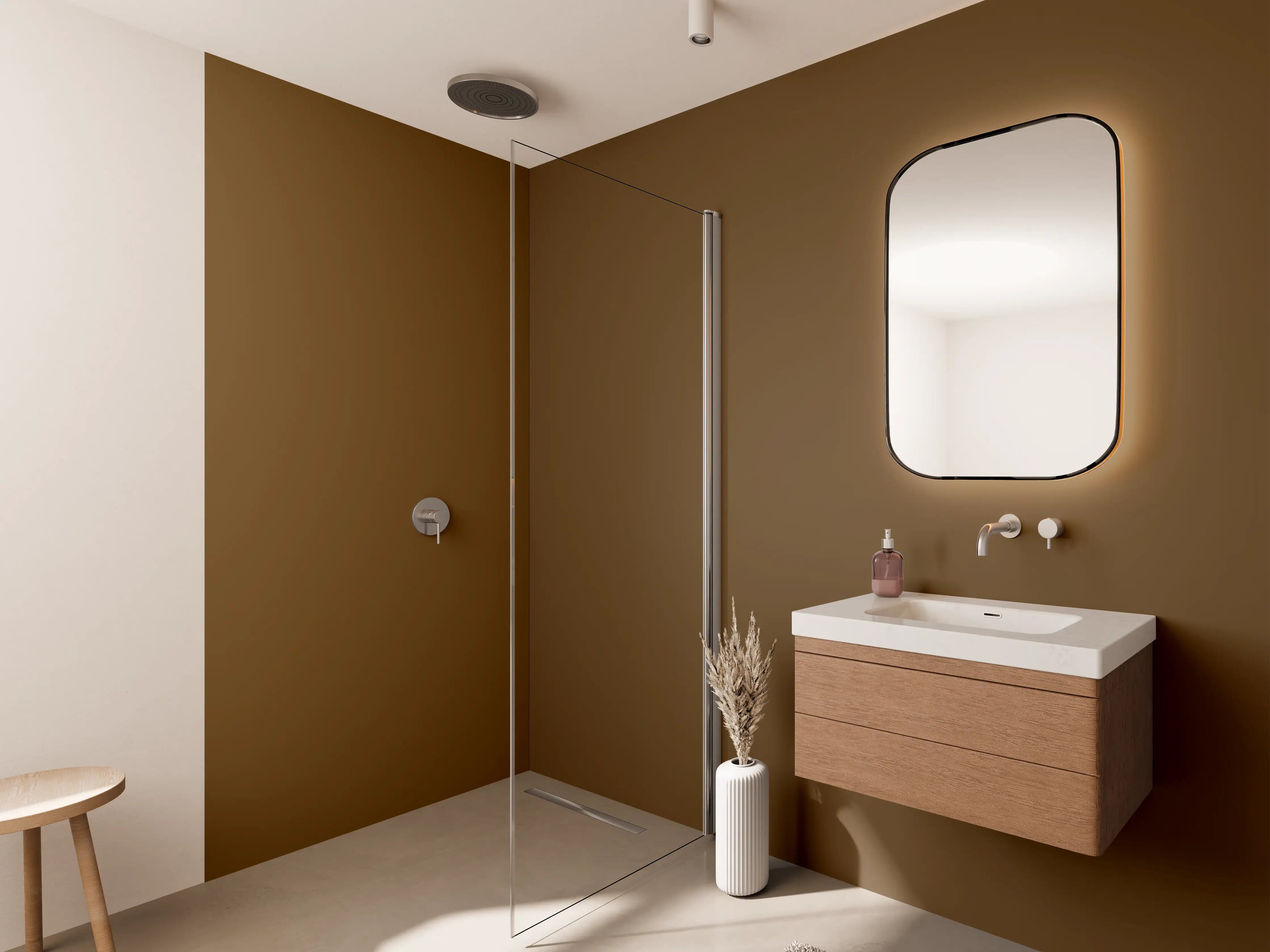 Wandverkleidung Bad - RAL 8008 (Olivbraun)