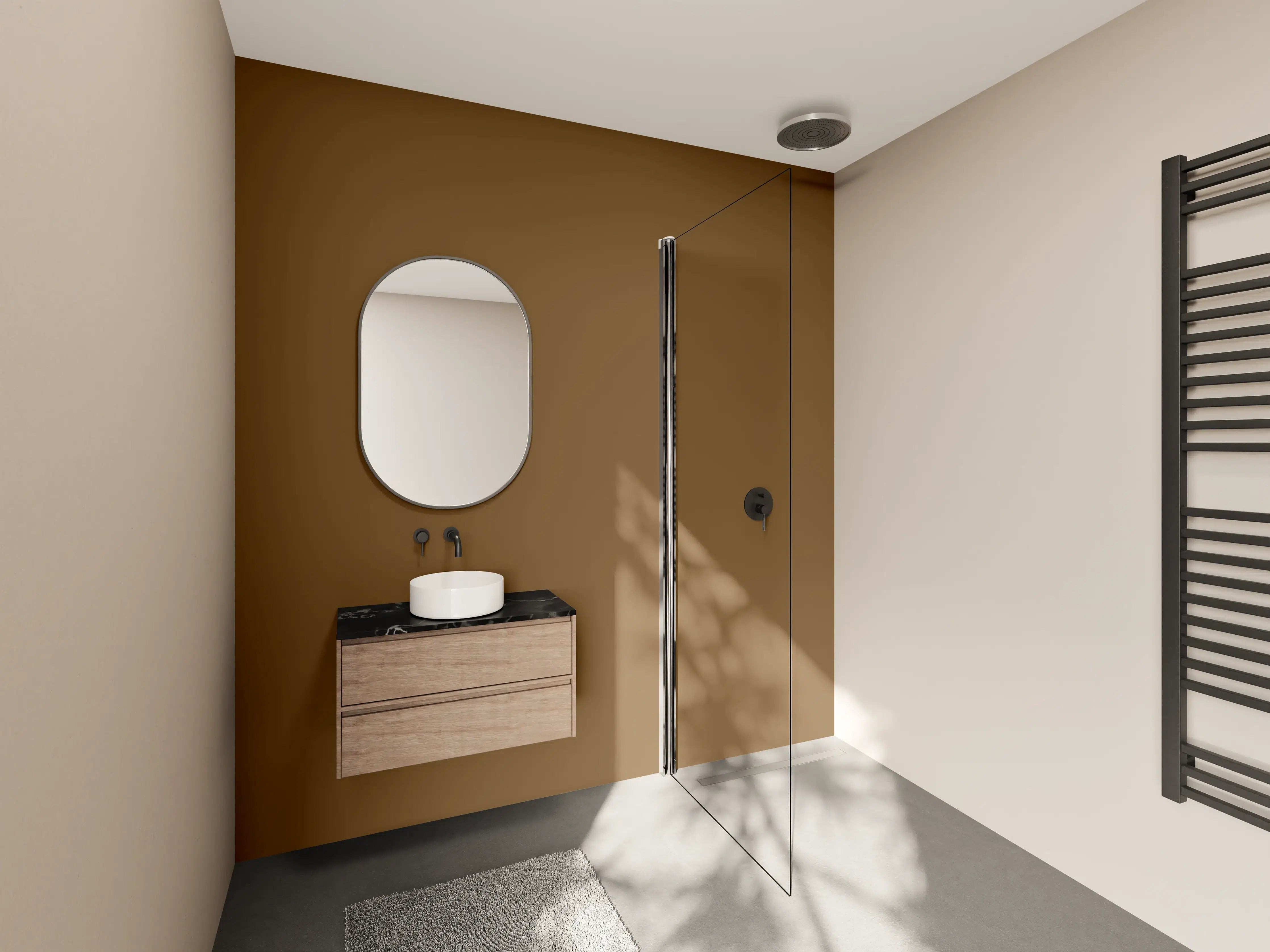 Wandverkleidung Bad - RAL 8008 (Olivbraun)