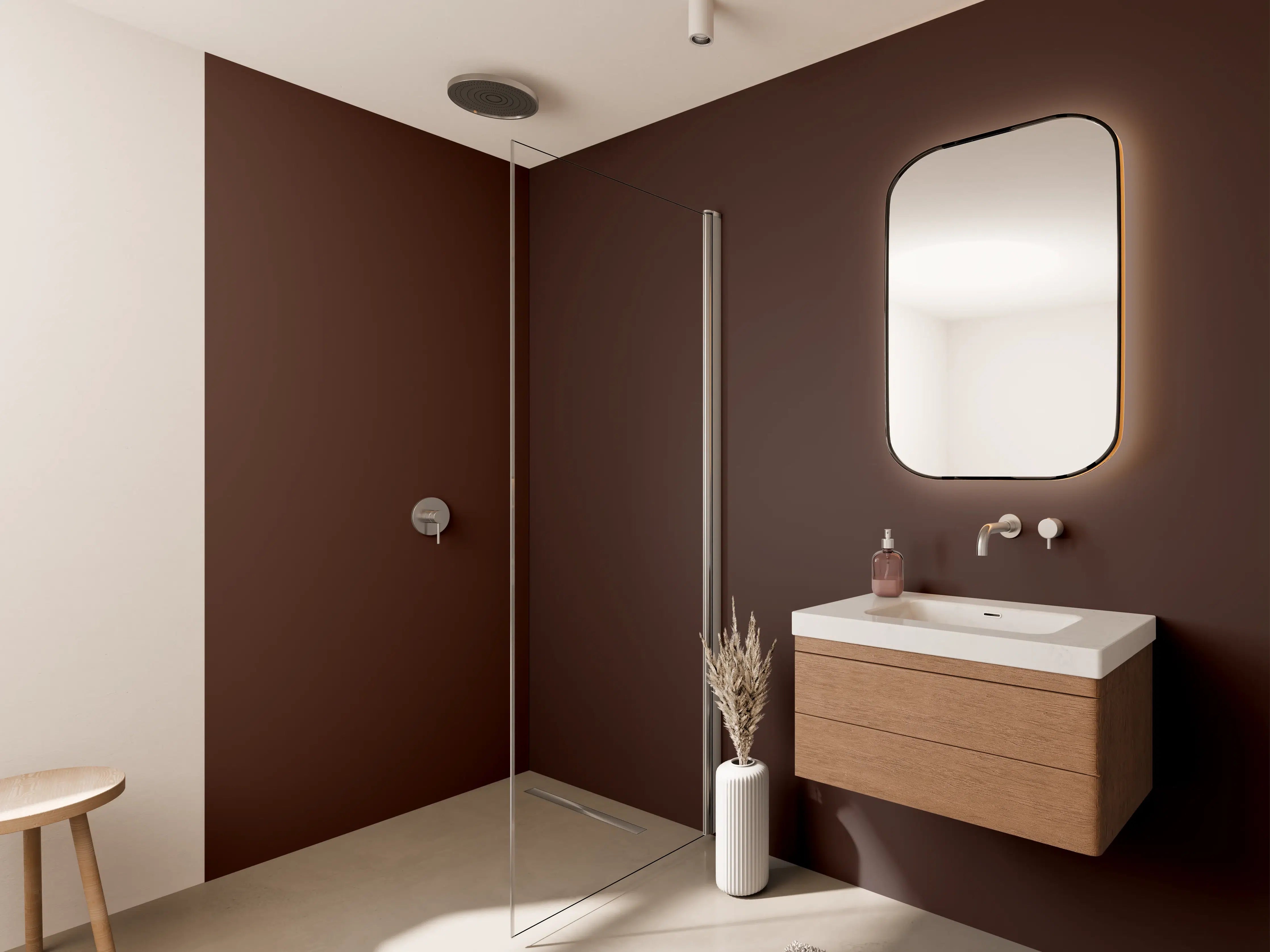 Wandverkleidung Bad - RAL 8016 (Mahagonibraun)