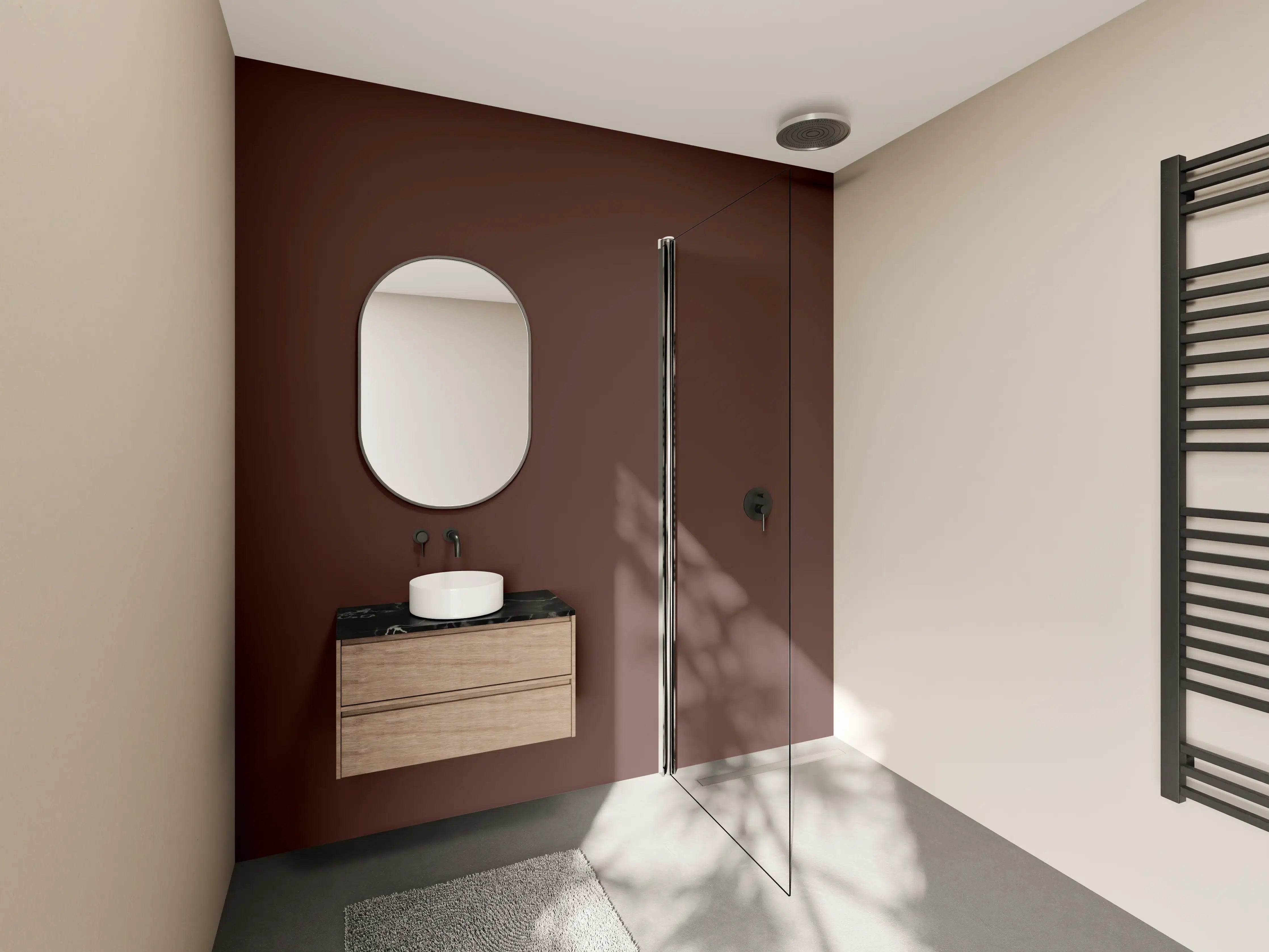 Wandverkleidung Bad - RAL 8016 (Mahagonibraun)