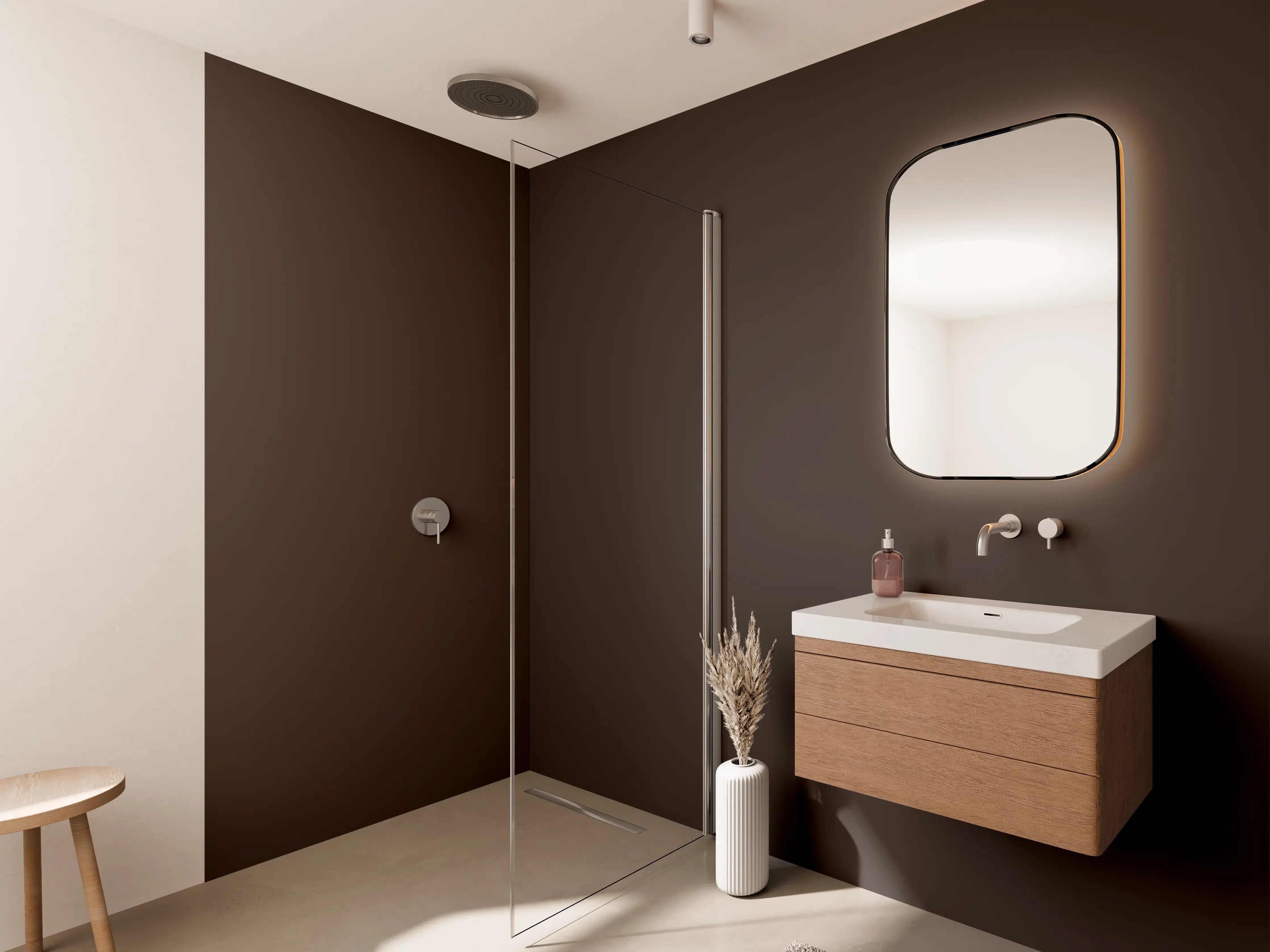 Wandverkleidung Bad - RAL 8017 (Schokoladenbraun)