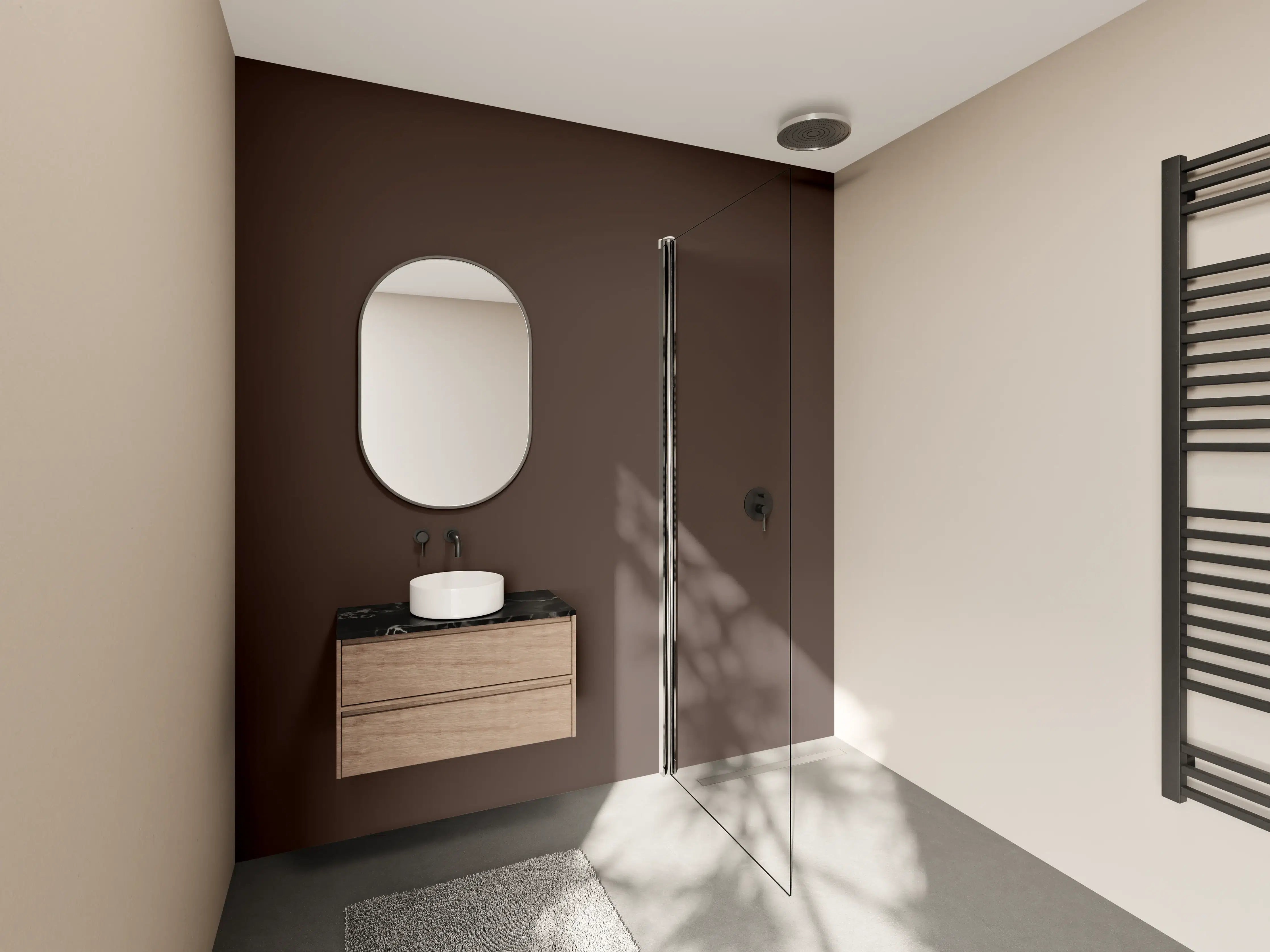 Wandverkleidung Bad - RAL 8017 (Schokoladenbraun)