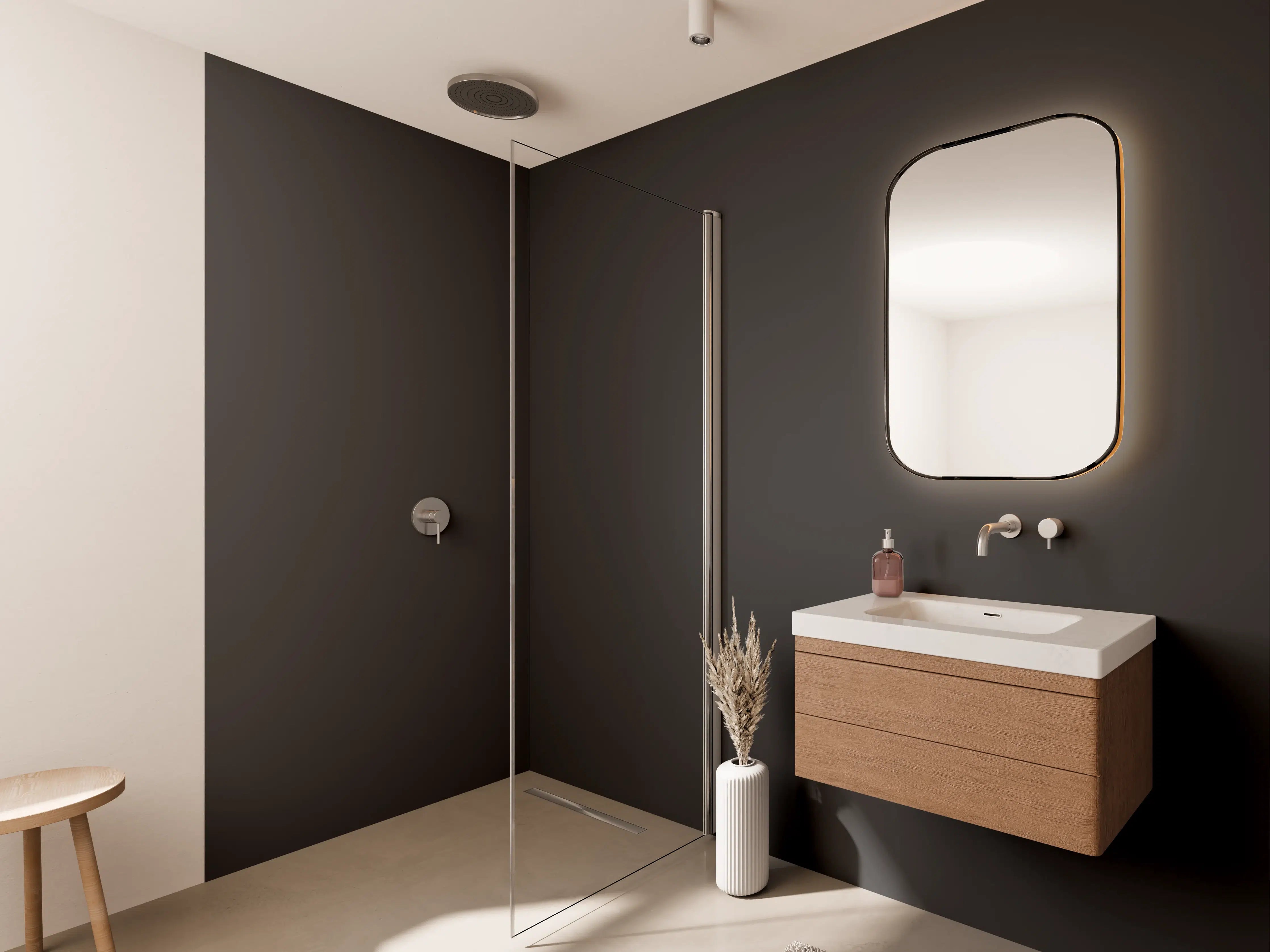 Wandverkleidung Bad - RAL 8019 (Graubraun)