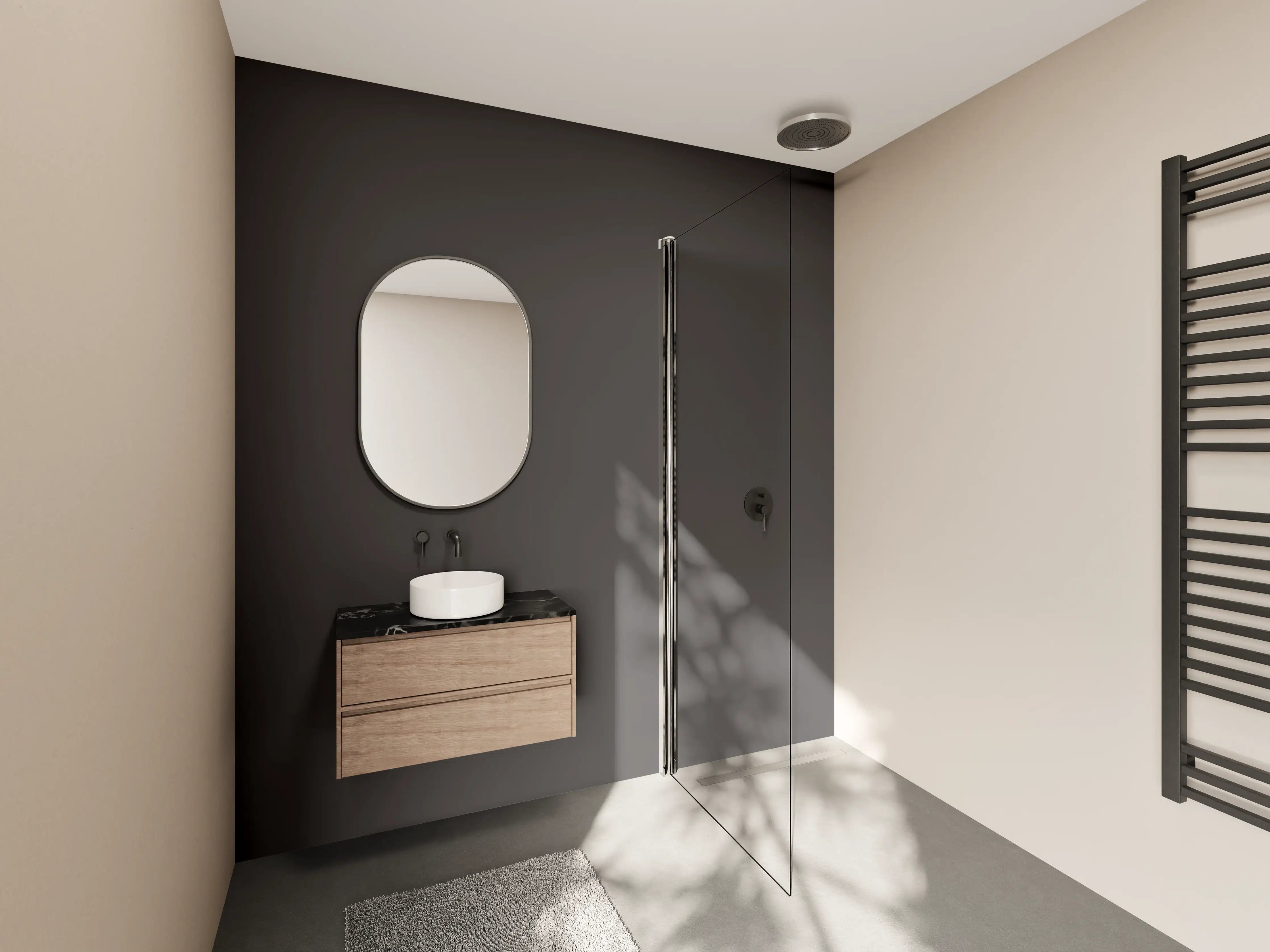 Wandverkleidung Bad - RAL 8019 (Graubraun)