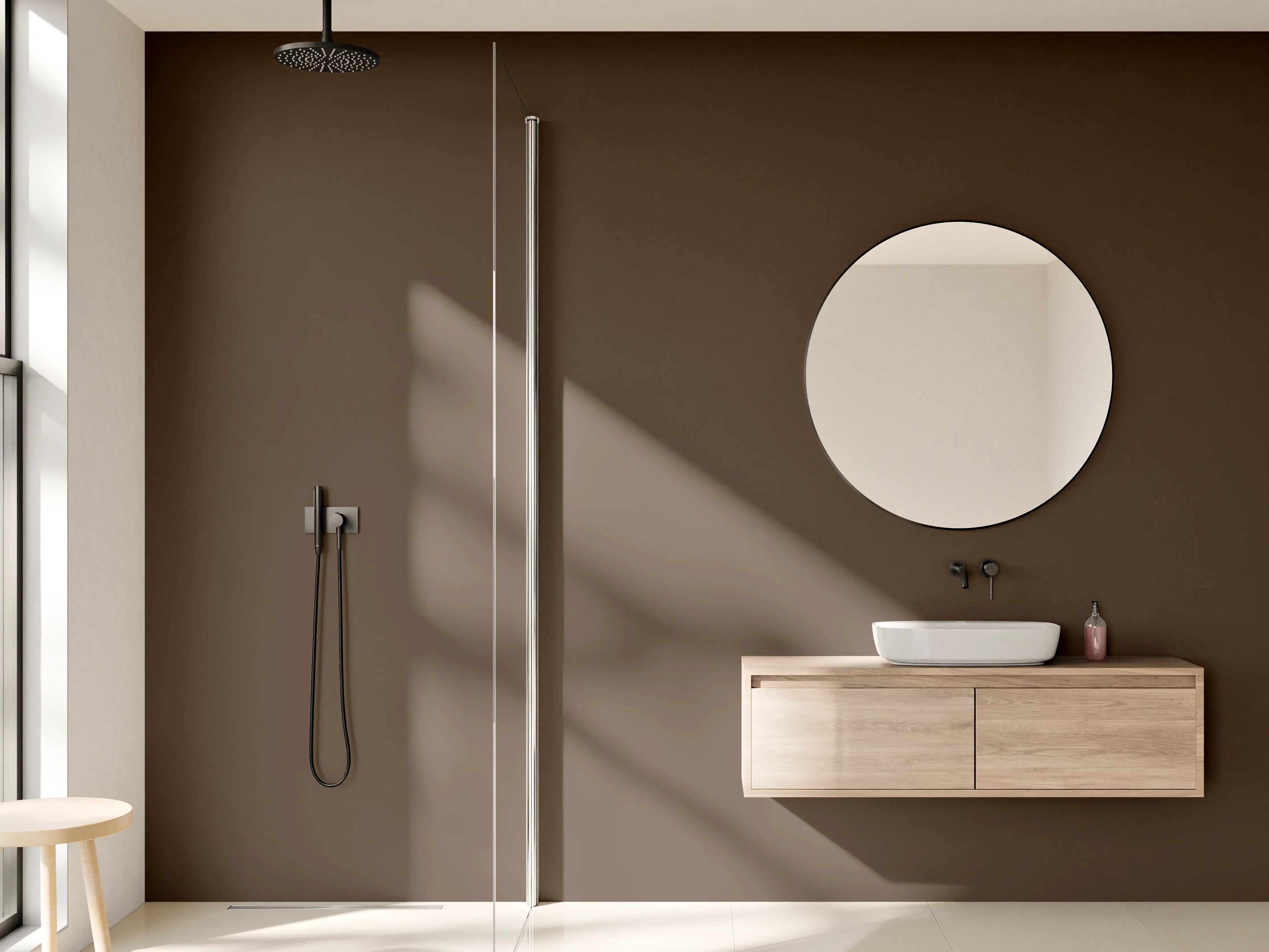 Wandverkleidung Bad - RAL 8028 (Terrabraun)