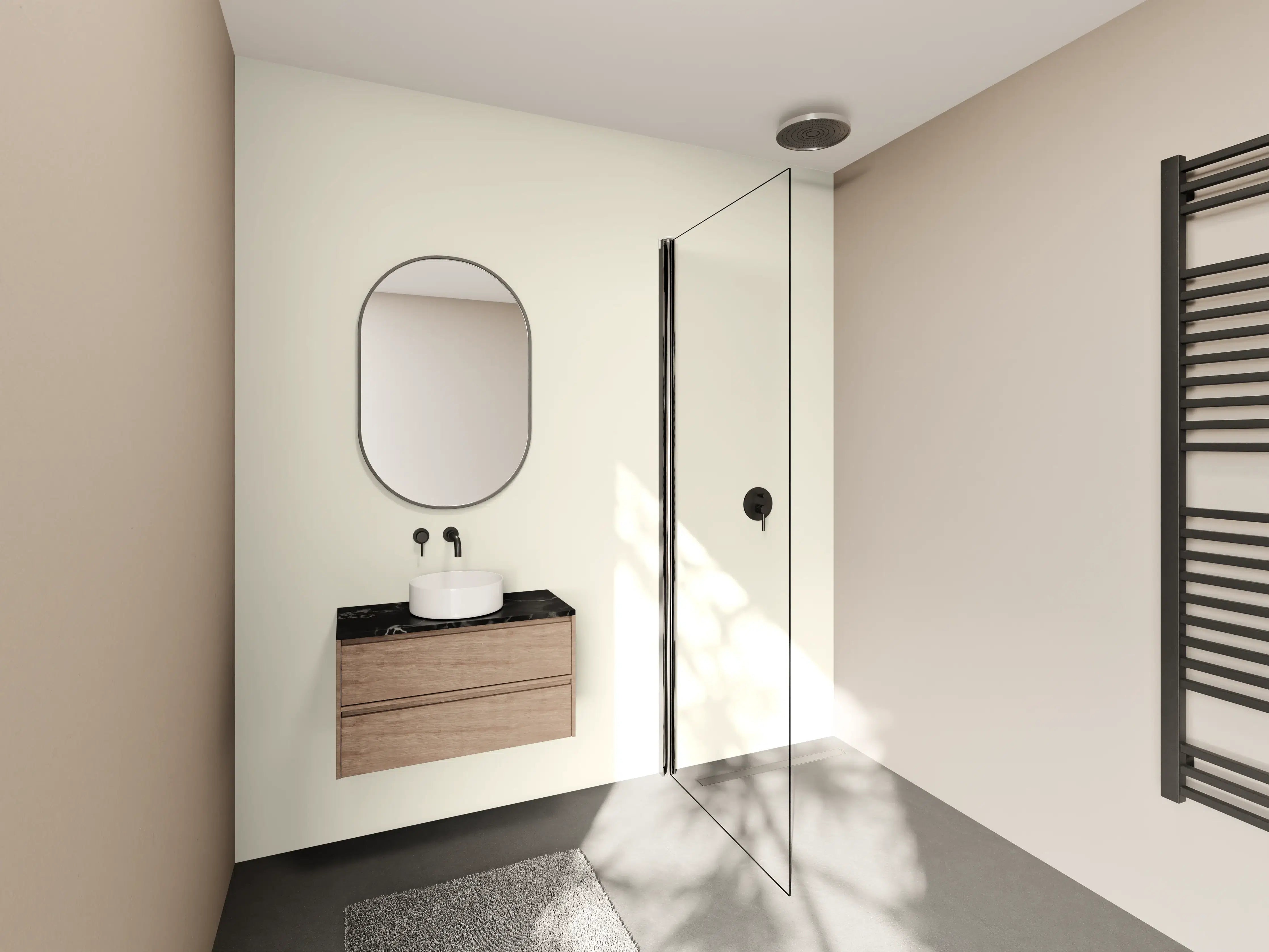 Wandverkleidung Bad - RAL 9001 (Creme)