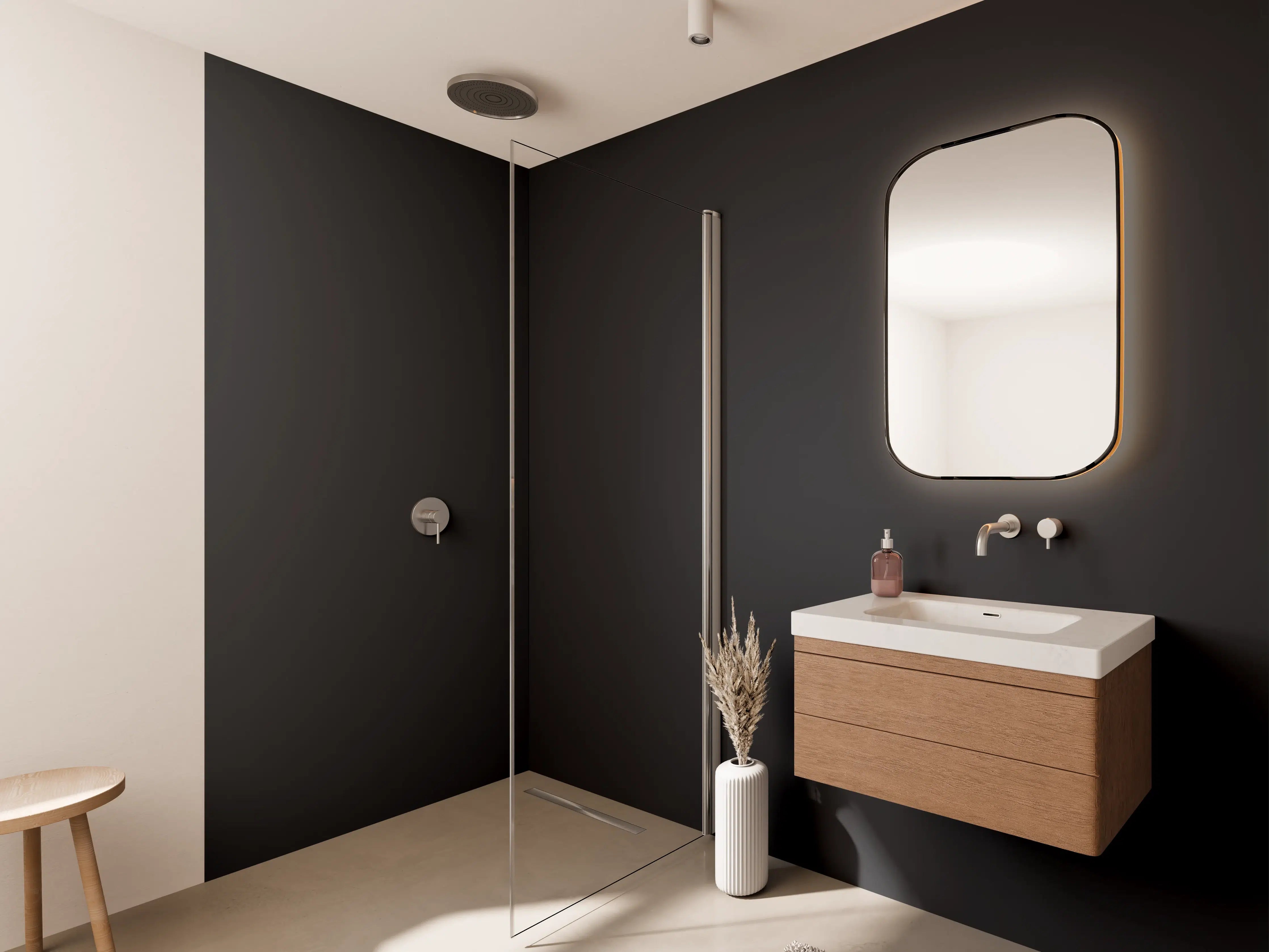 Wandverkleidung Bad - RAL 9004 (Signalschwarz)