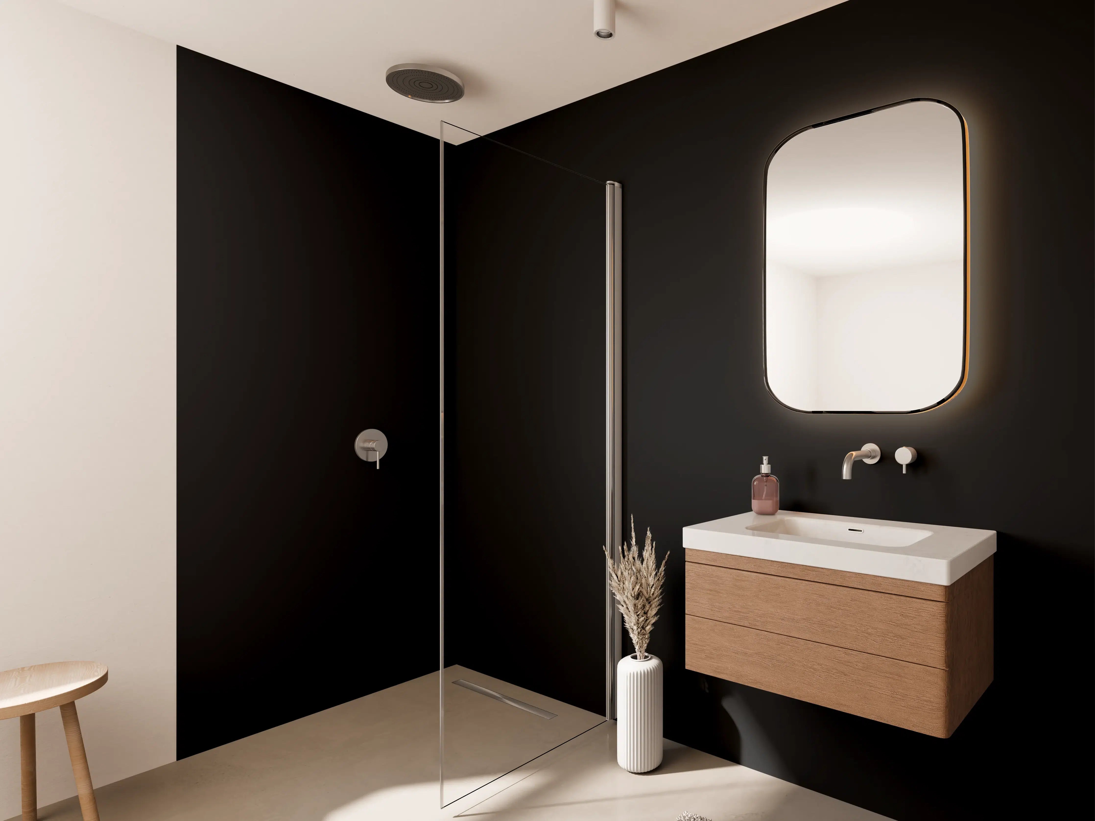 Wandverkleidung Bad - RAL 9005 (Tiefschwarz)