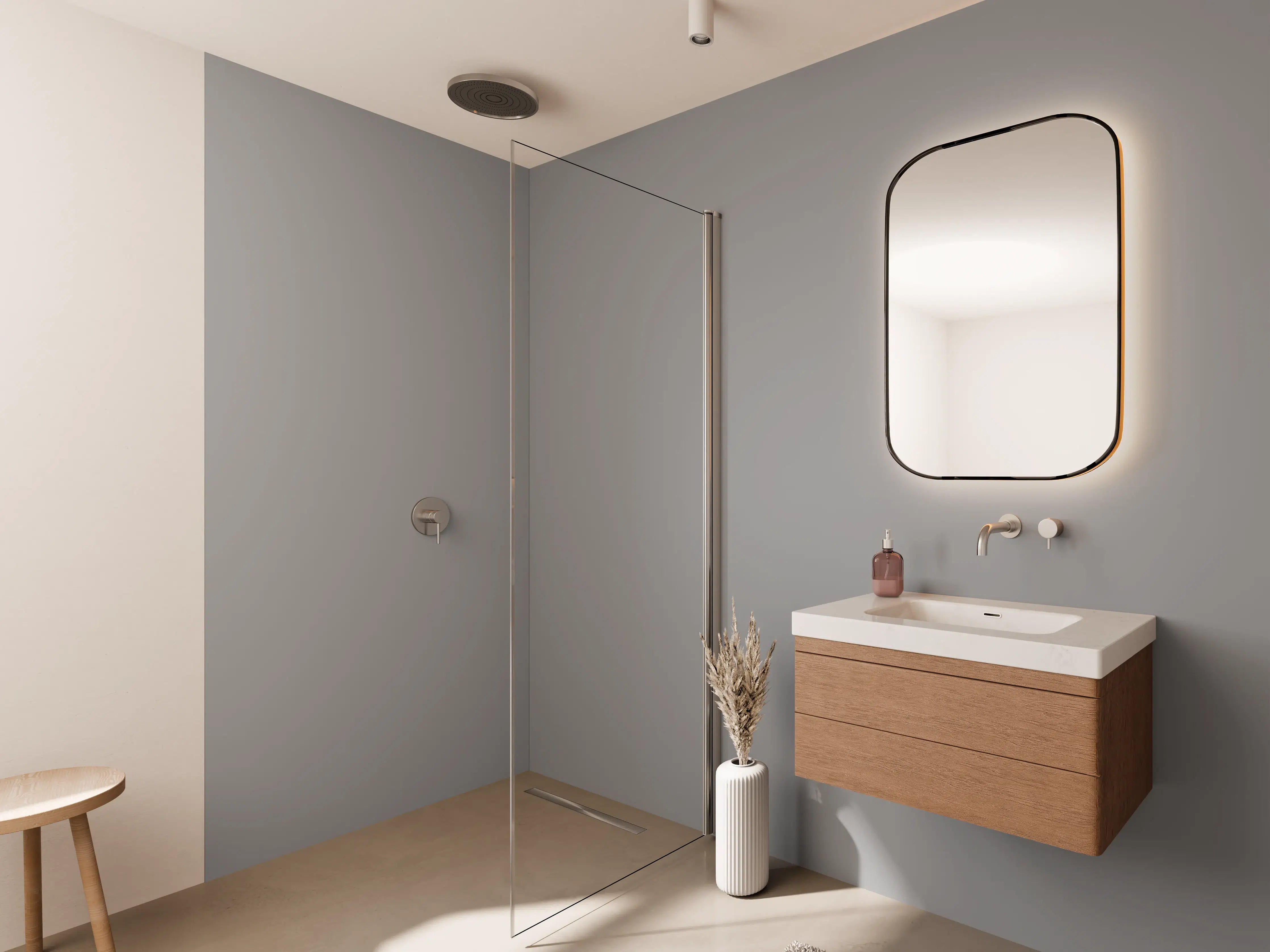 Wandverkleidung Bad - RAL 9022 (Perlhellgrau)