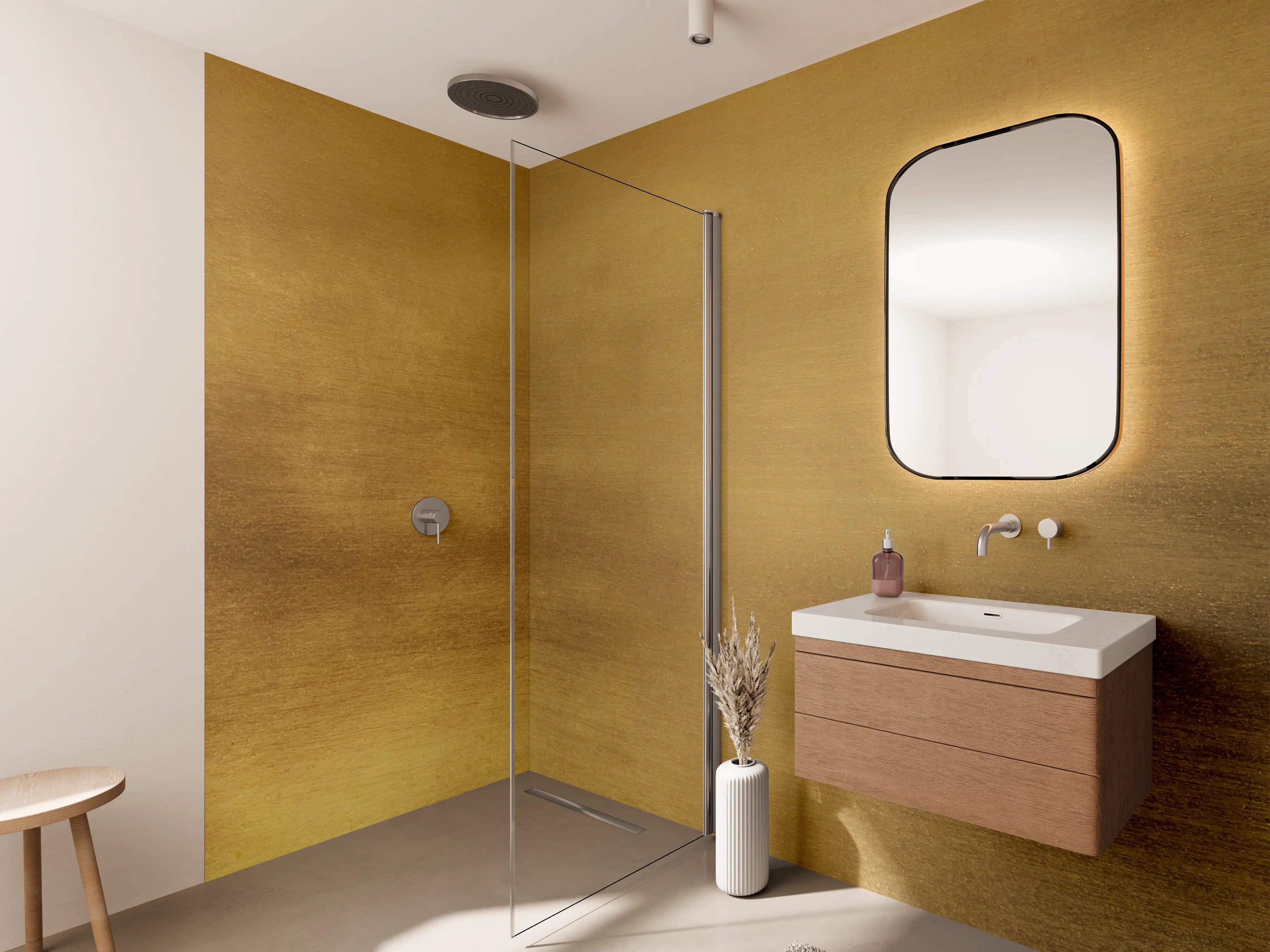 Wandverkleidung Bad - Raues Gold