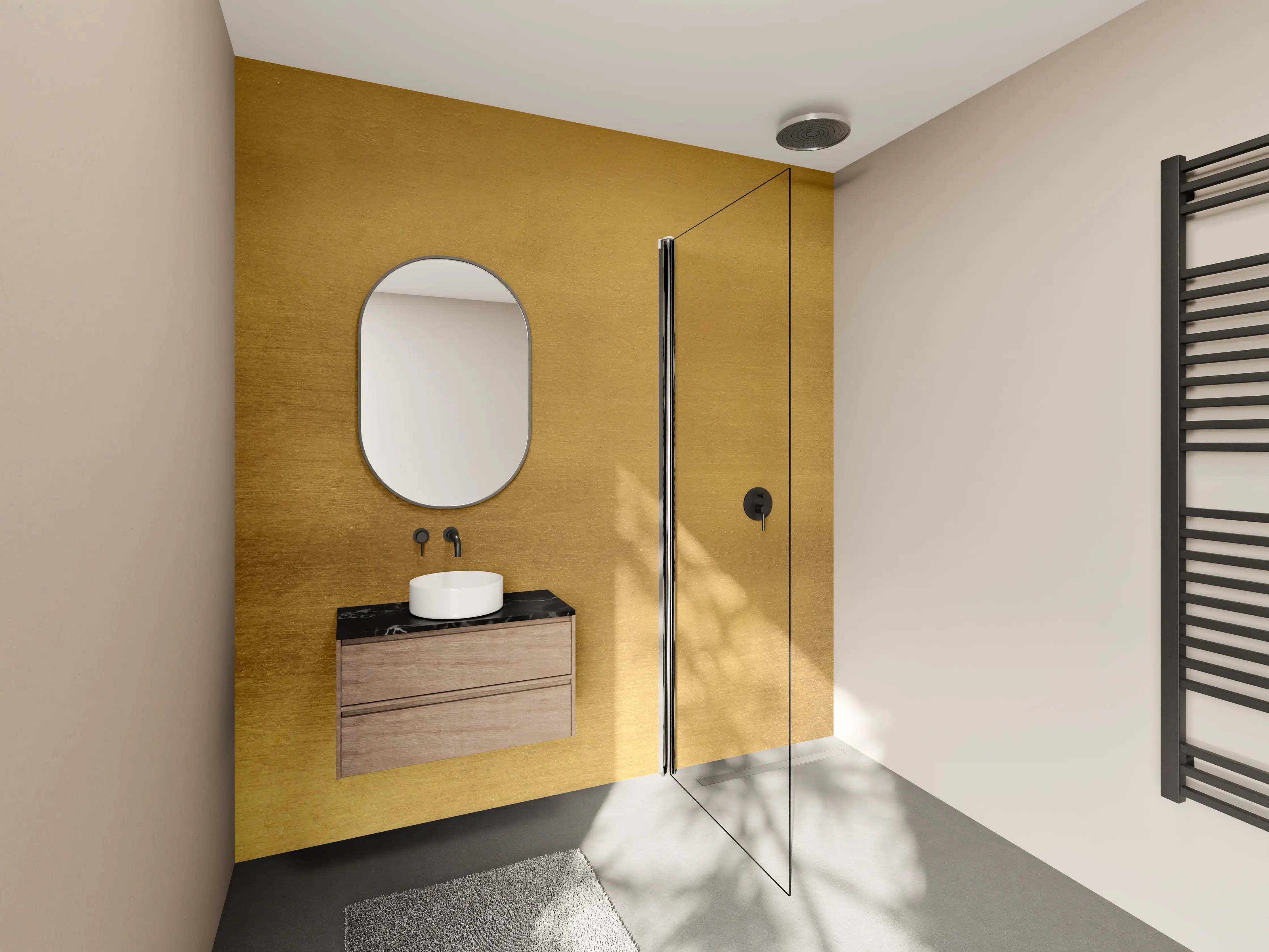 Wandverkleidung Bad - Raues Gold