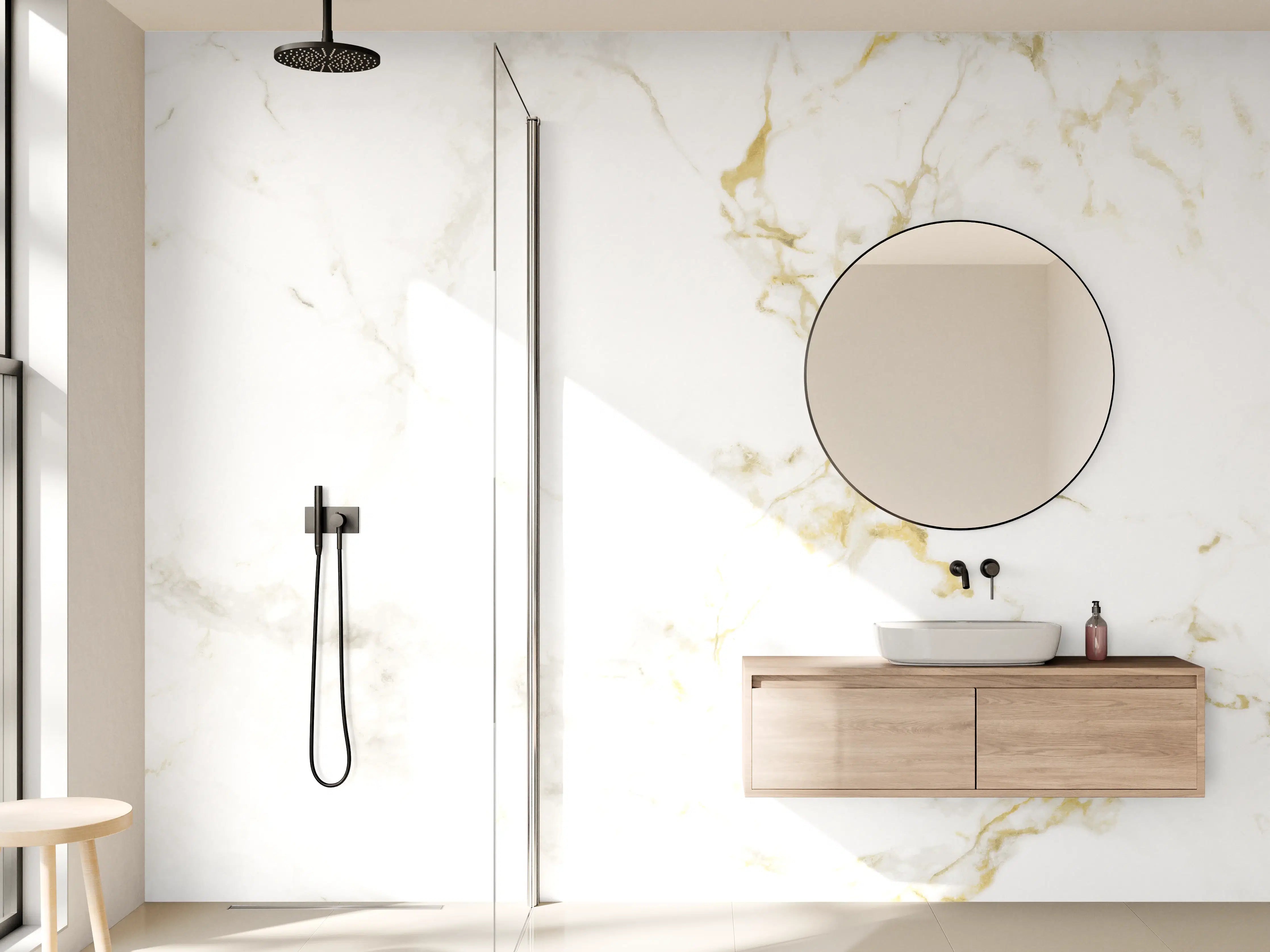 Wandverkleidung Bad - Realistische Goldmarmor Textur