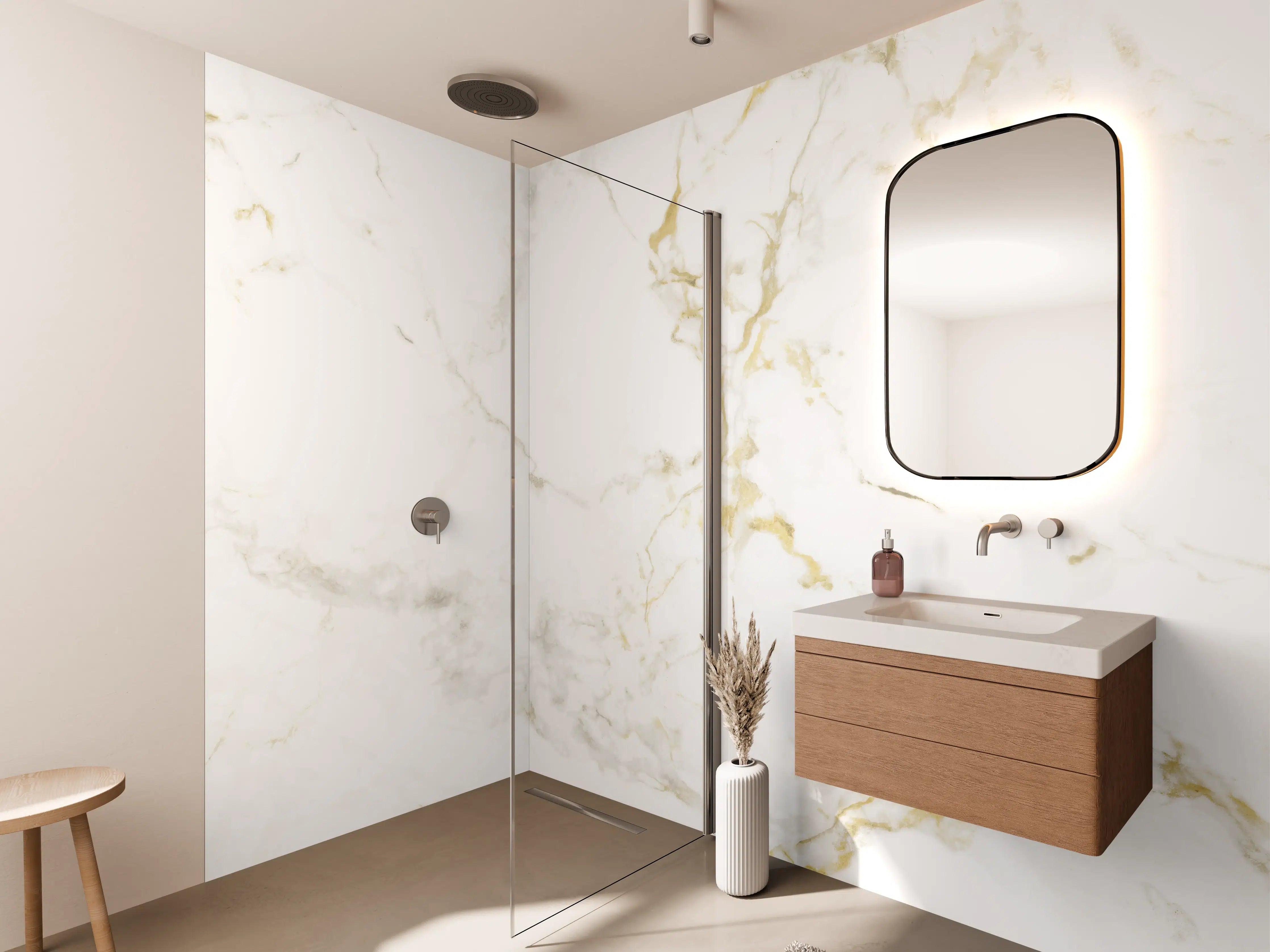 Wandverkleidung Bad - Realistische Goldmarmor Textur