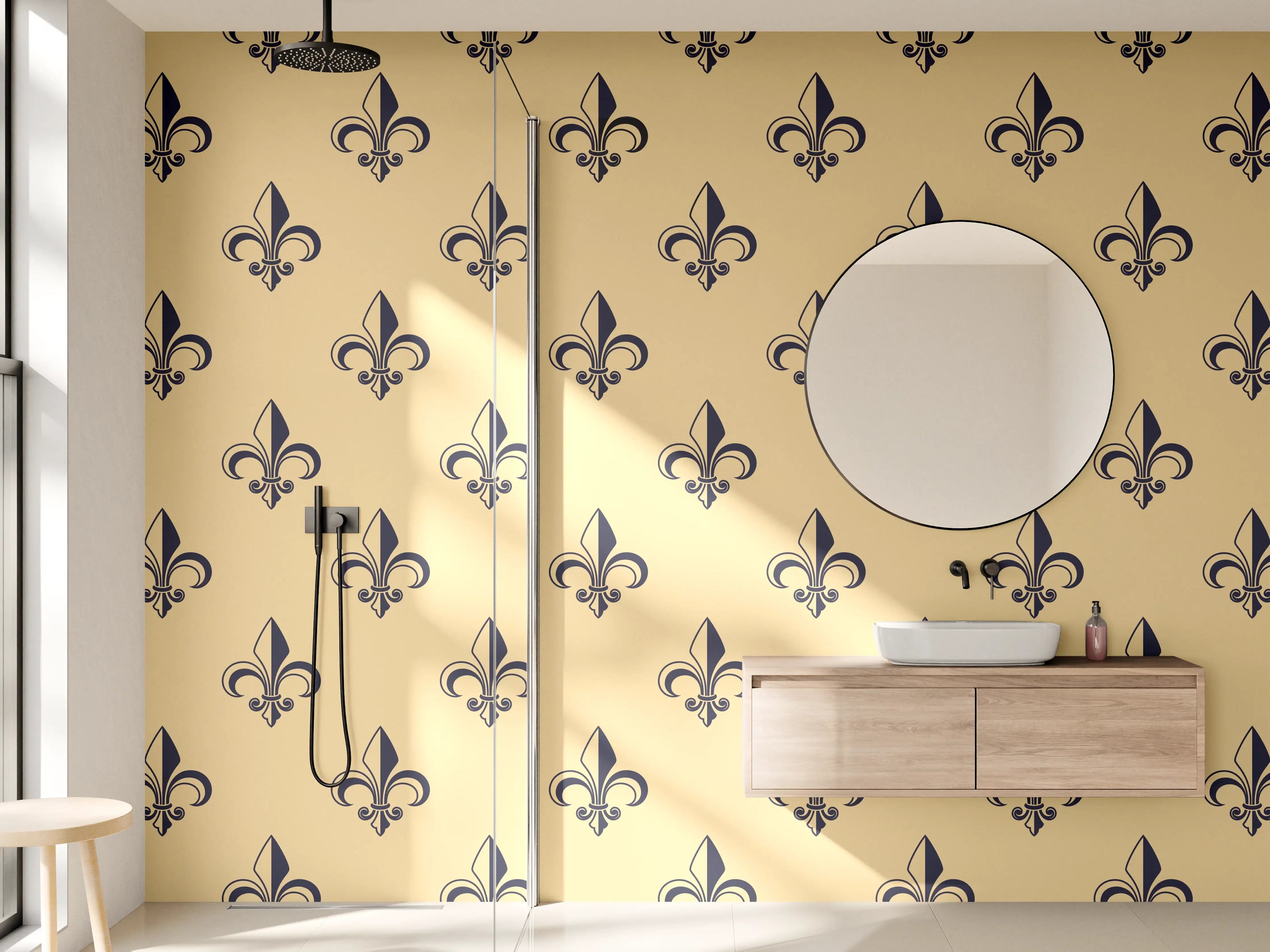 Wandverkleidung Bad - Retro-Muster Gold Braun