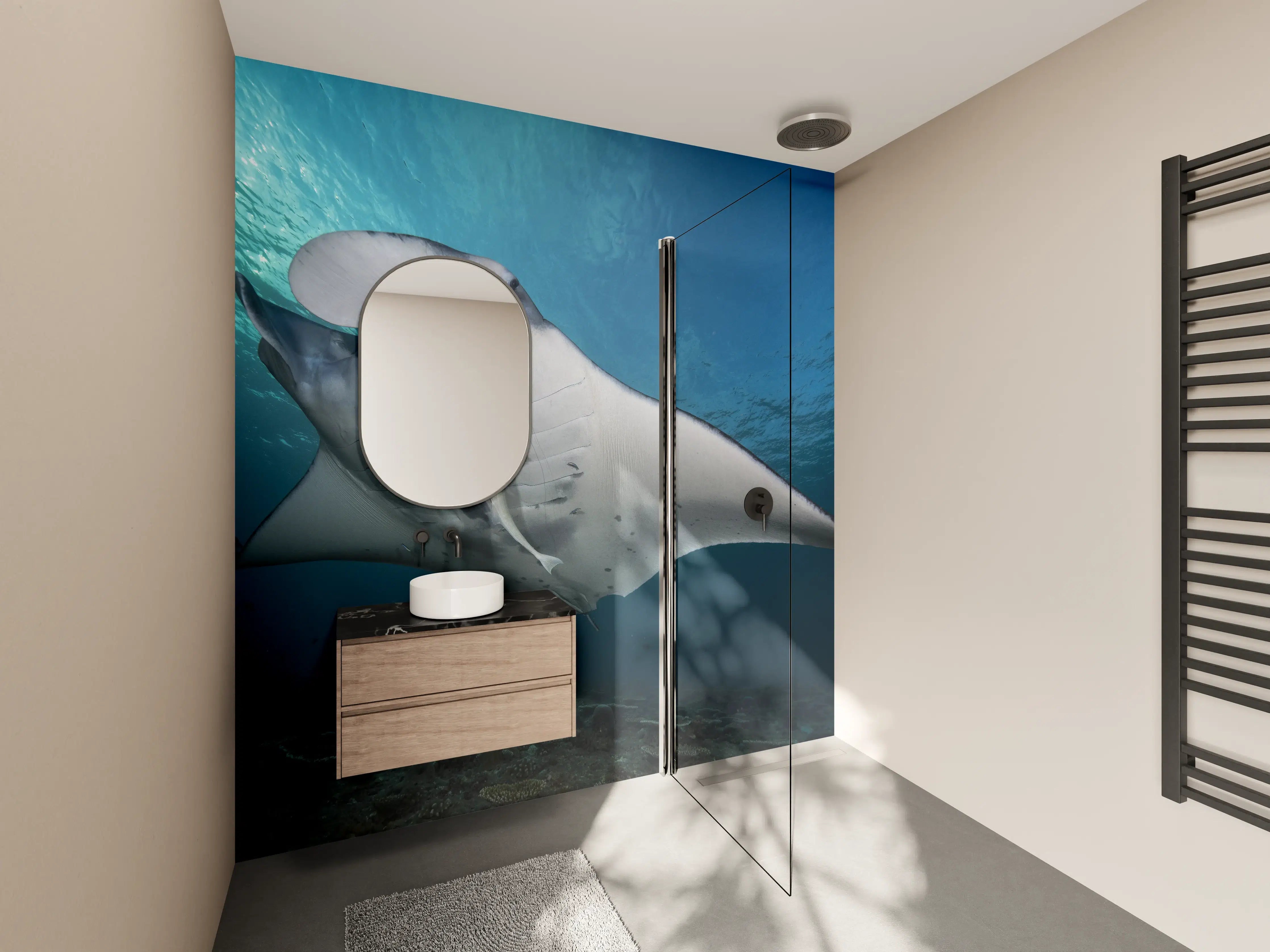 Wandverkleidung Bad - Riff-Manta Unterwasser