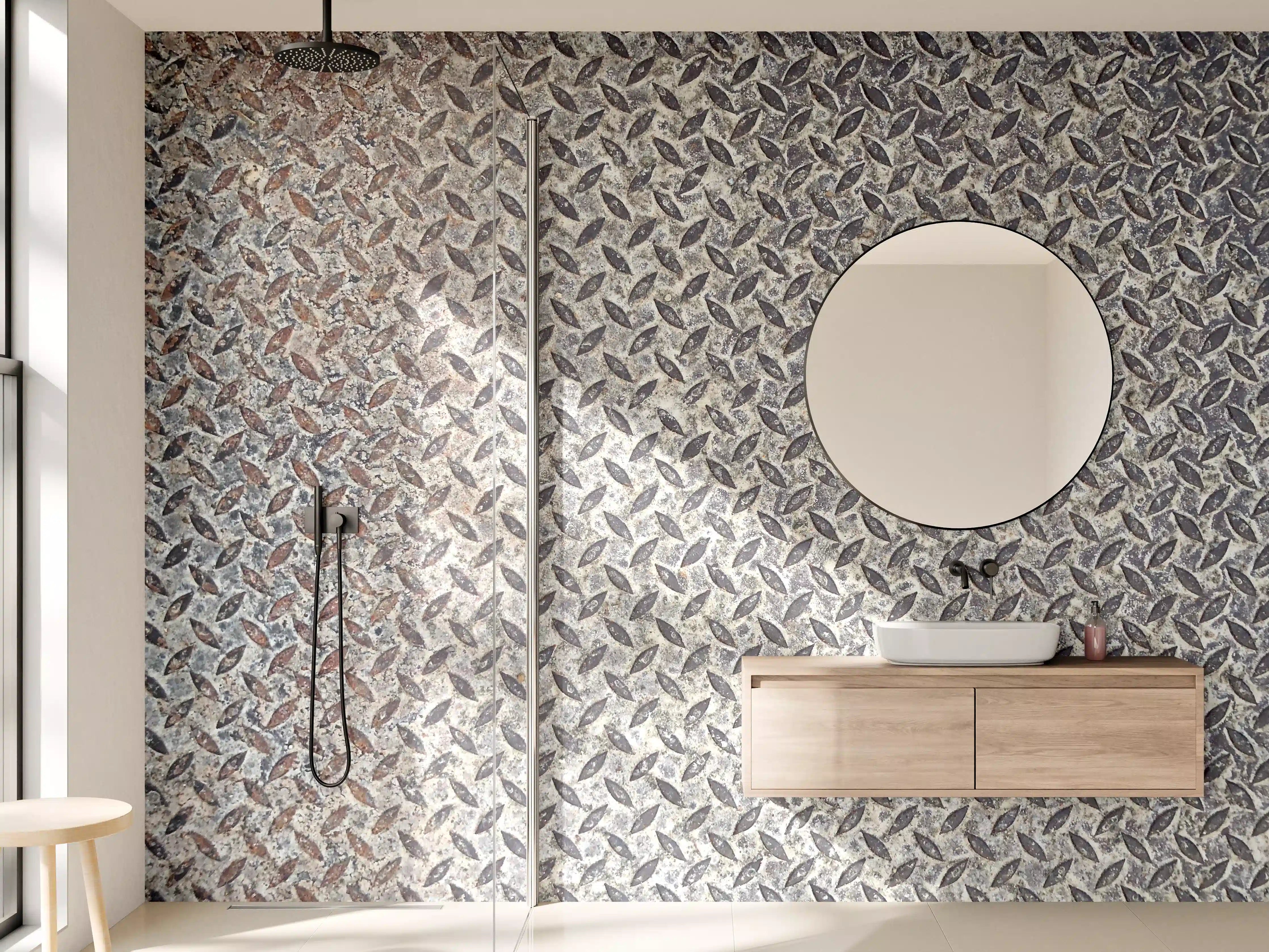 Wandverkleidung Bad - Robuste Metallboden mit strukturierter Oberfläche