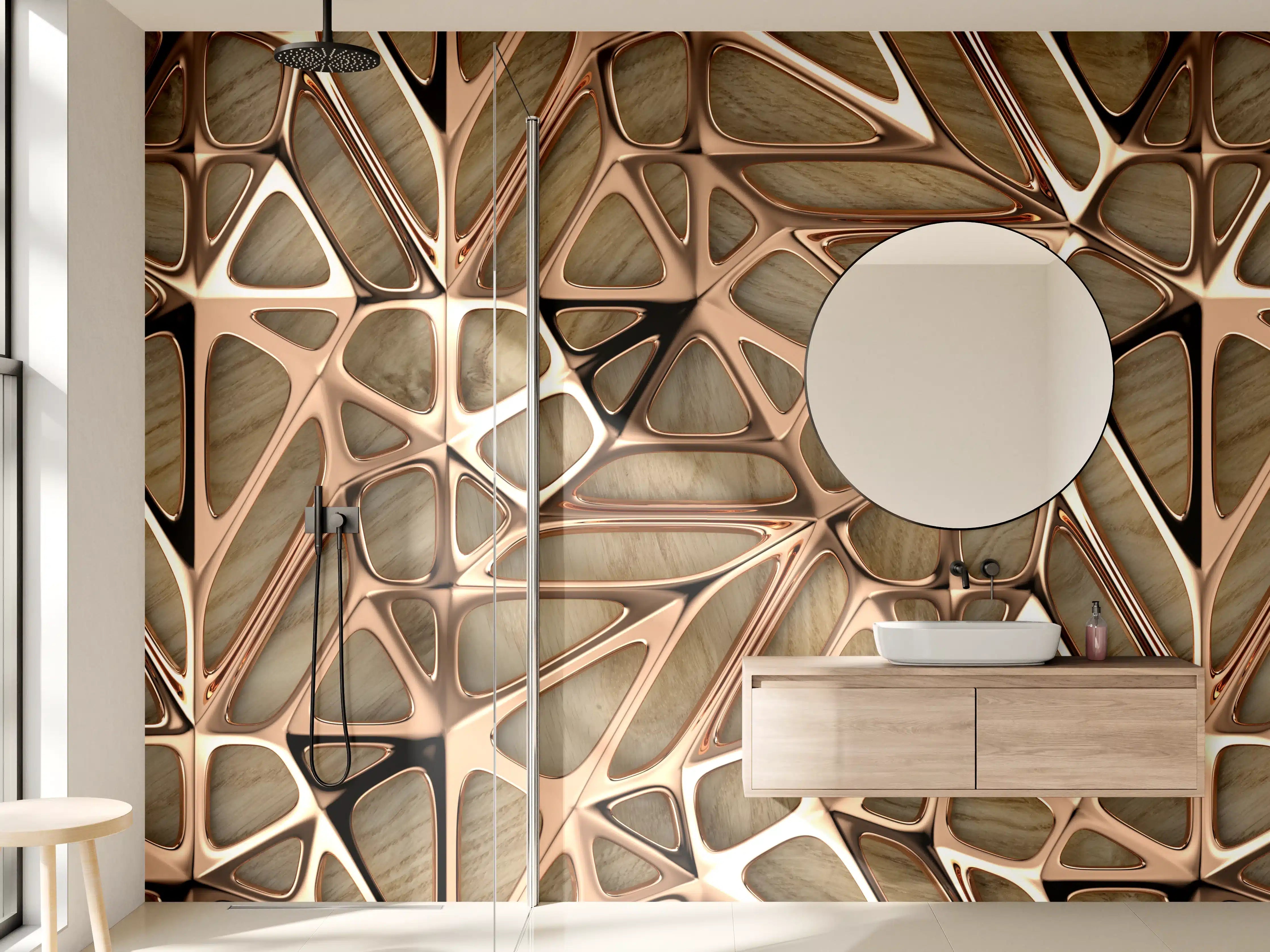 Wandverkleidung Bad - Rötliches Gitterfliesen Muster