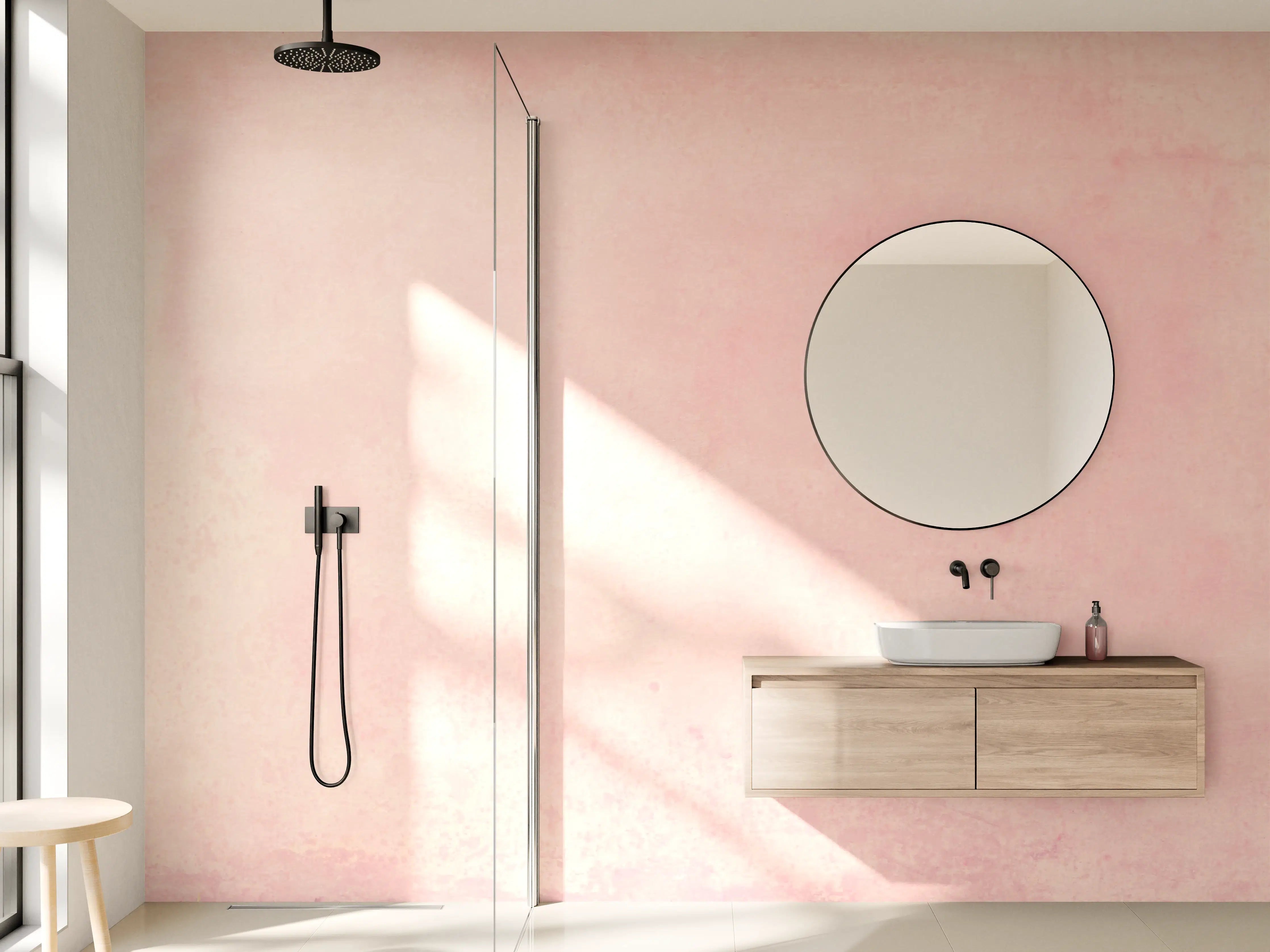 Wandverkleidung Bad - Rosa Aquarell - Pastellfarben