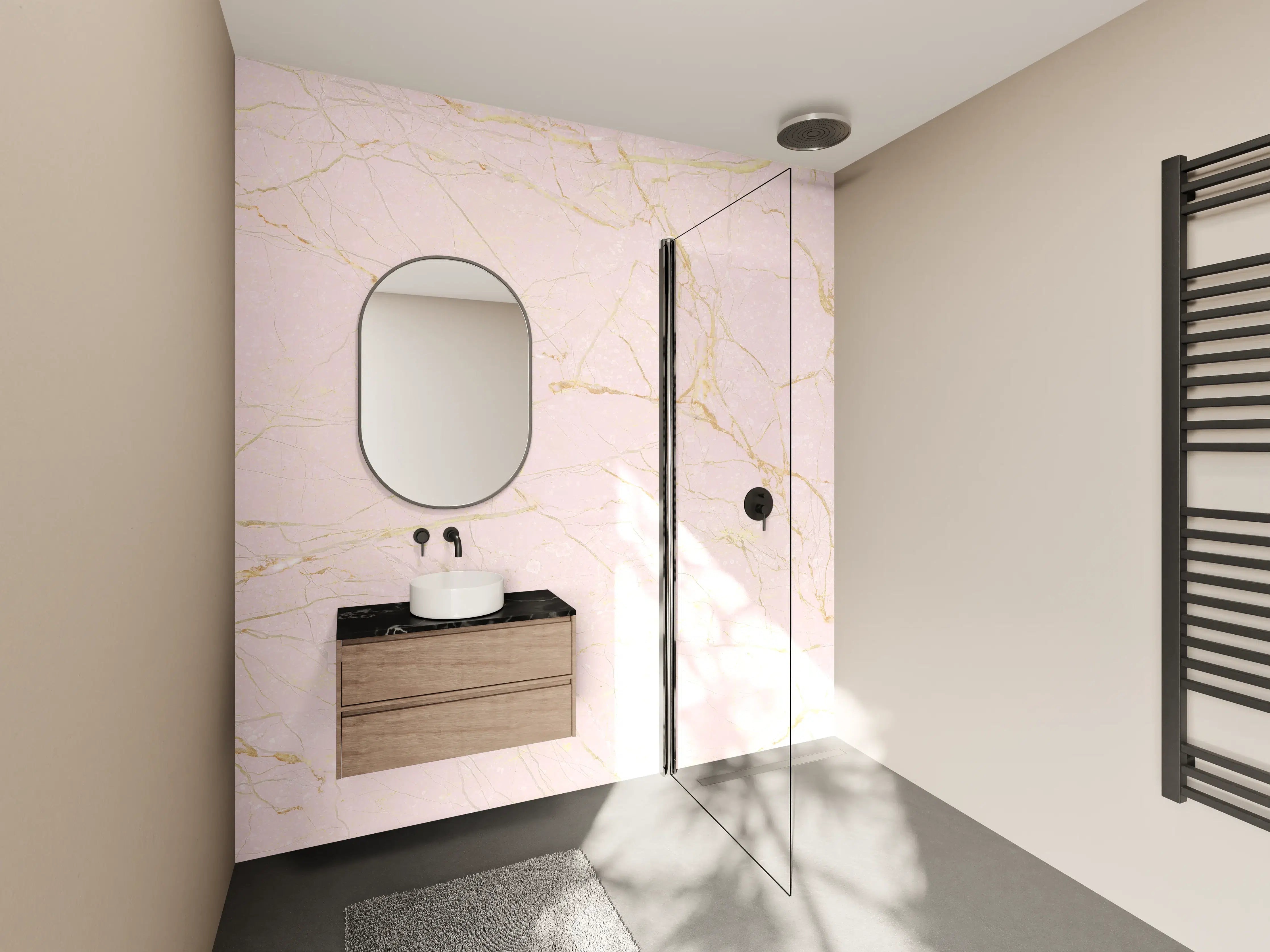 Wandverkleidung Bad - Rosa-Gold Marmor