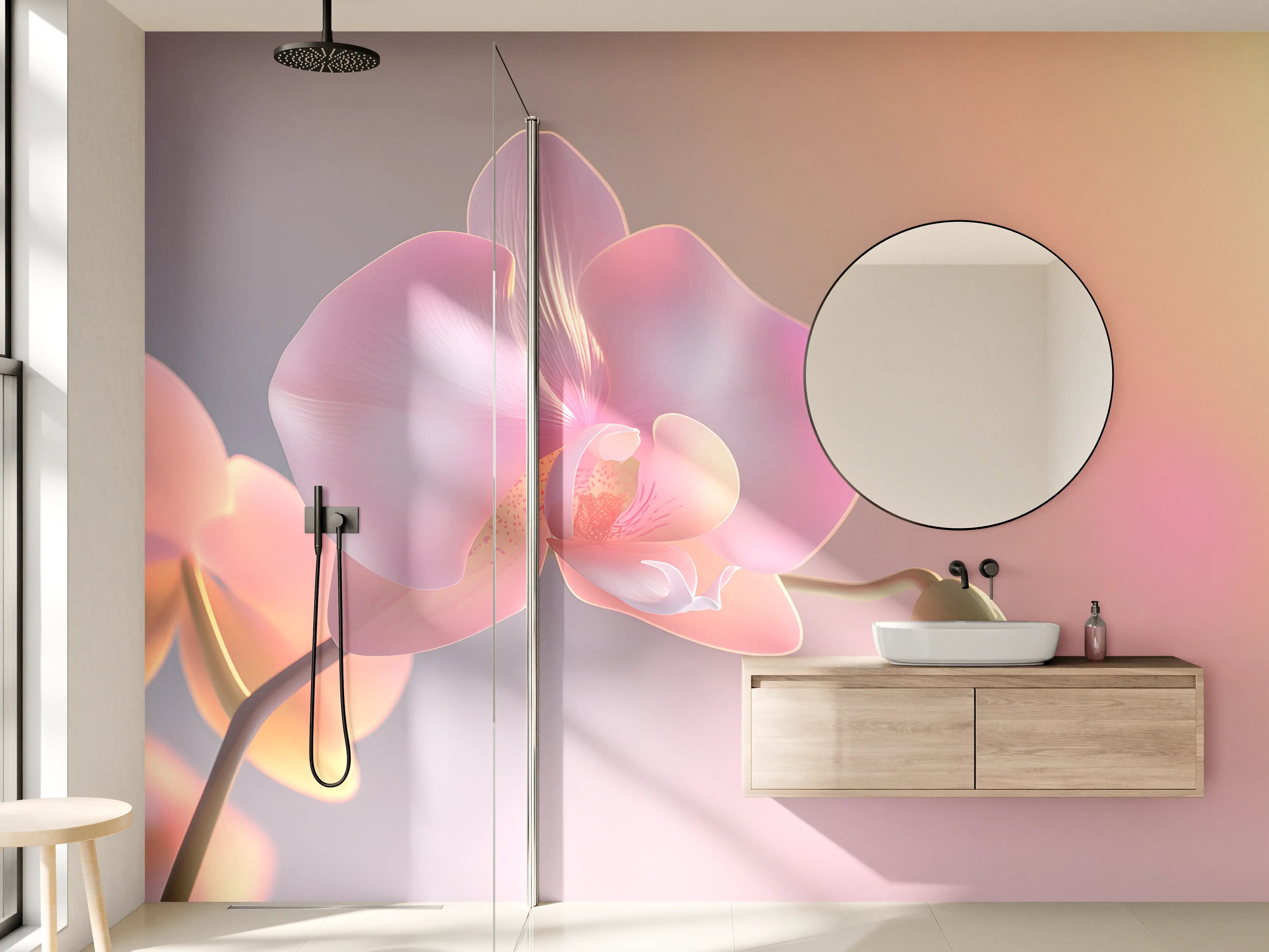 Wandverkleidung Bad - Rosa Orchidee Pastellhintergrund