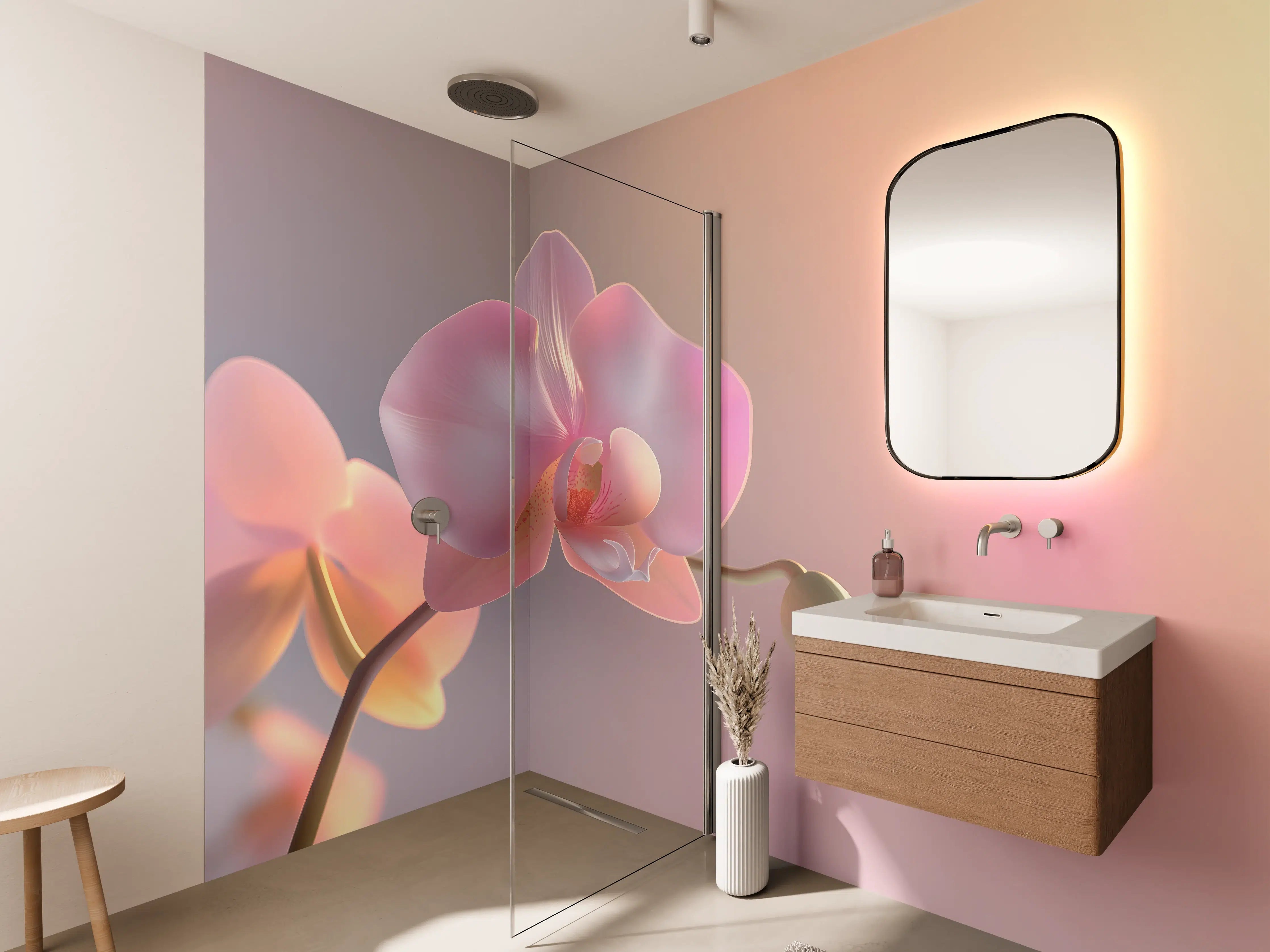 Wandverkleidung Bad - Rosa Orchidee Pastellhintergrund