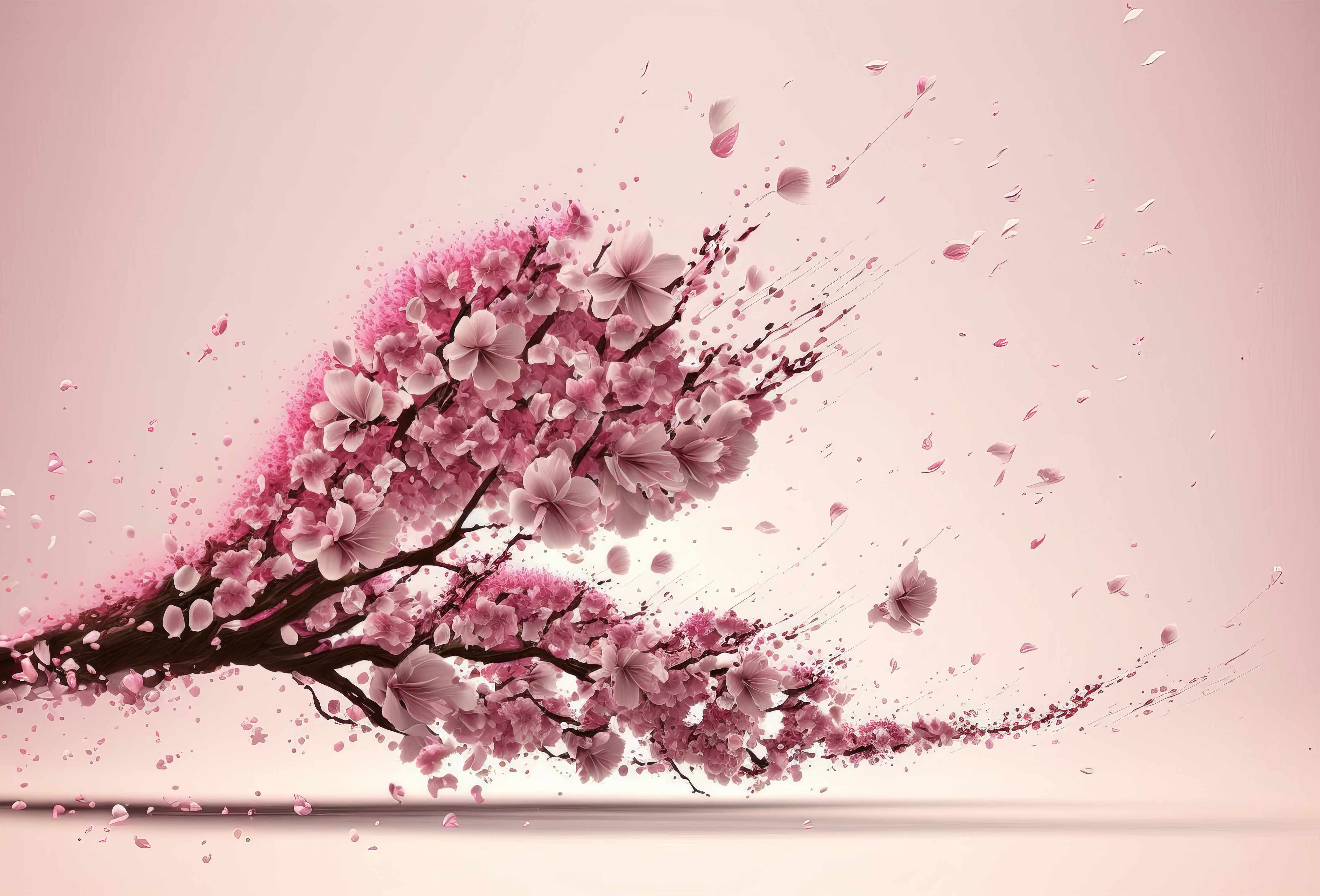 Wandverkleidung Bad-Rosa Sakura Kirschblütenzweig