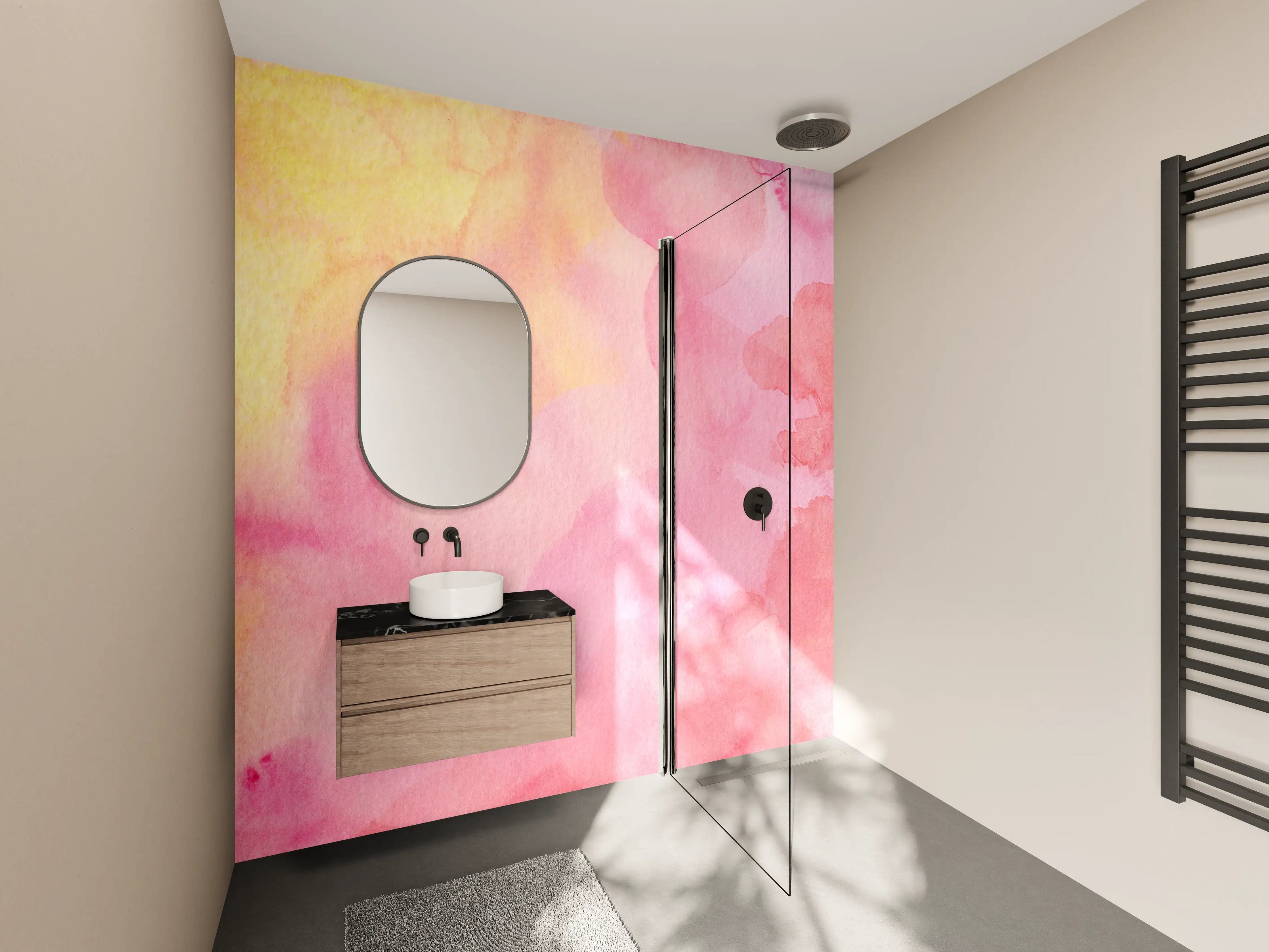 Wandverkleidung Bad - Rosa Verwaschenes Farben-Design
