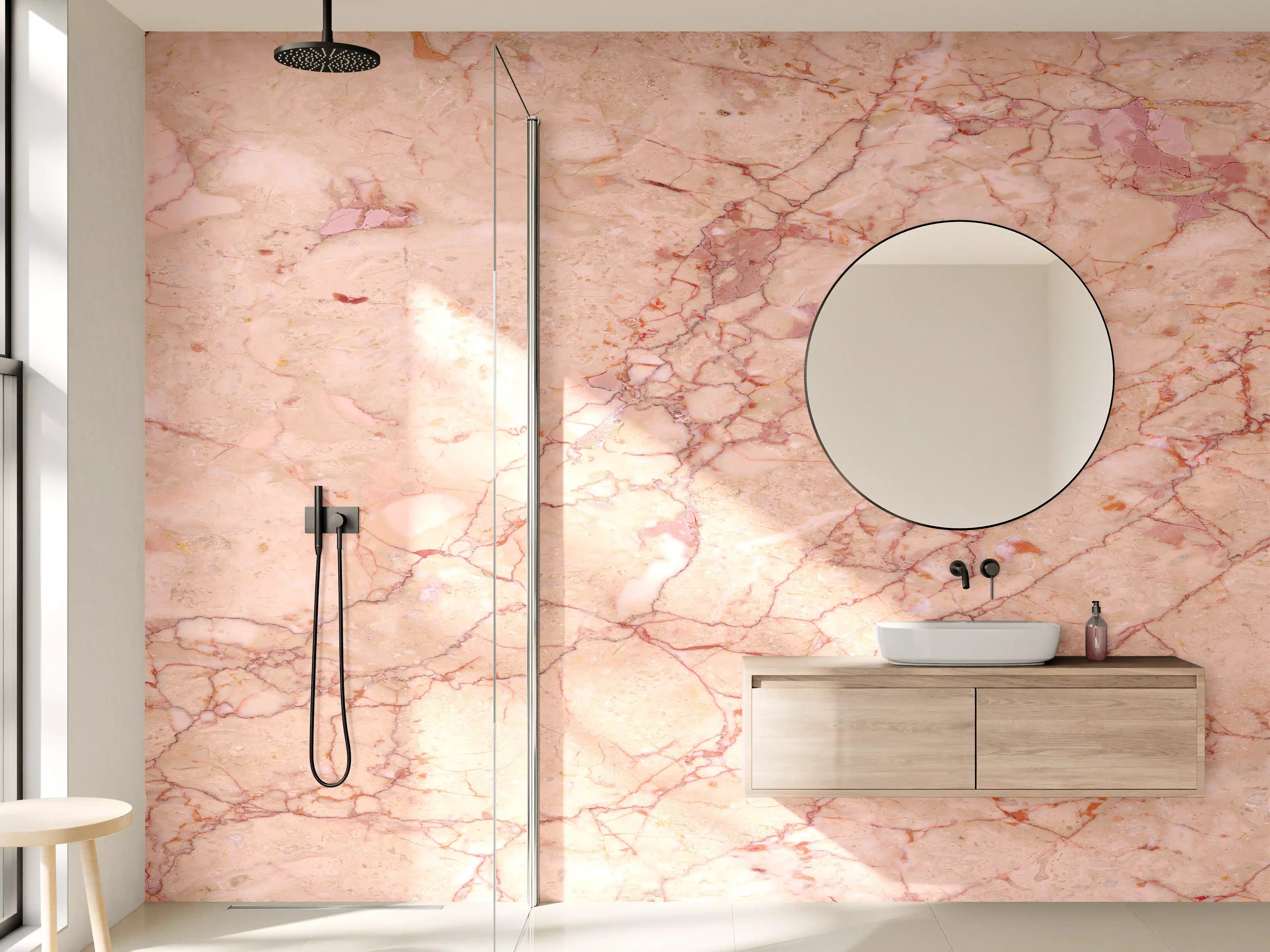 Wandverkleidung Bad - Rosafarbener abstrakter Marmor