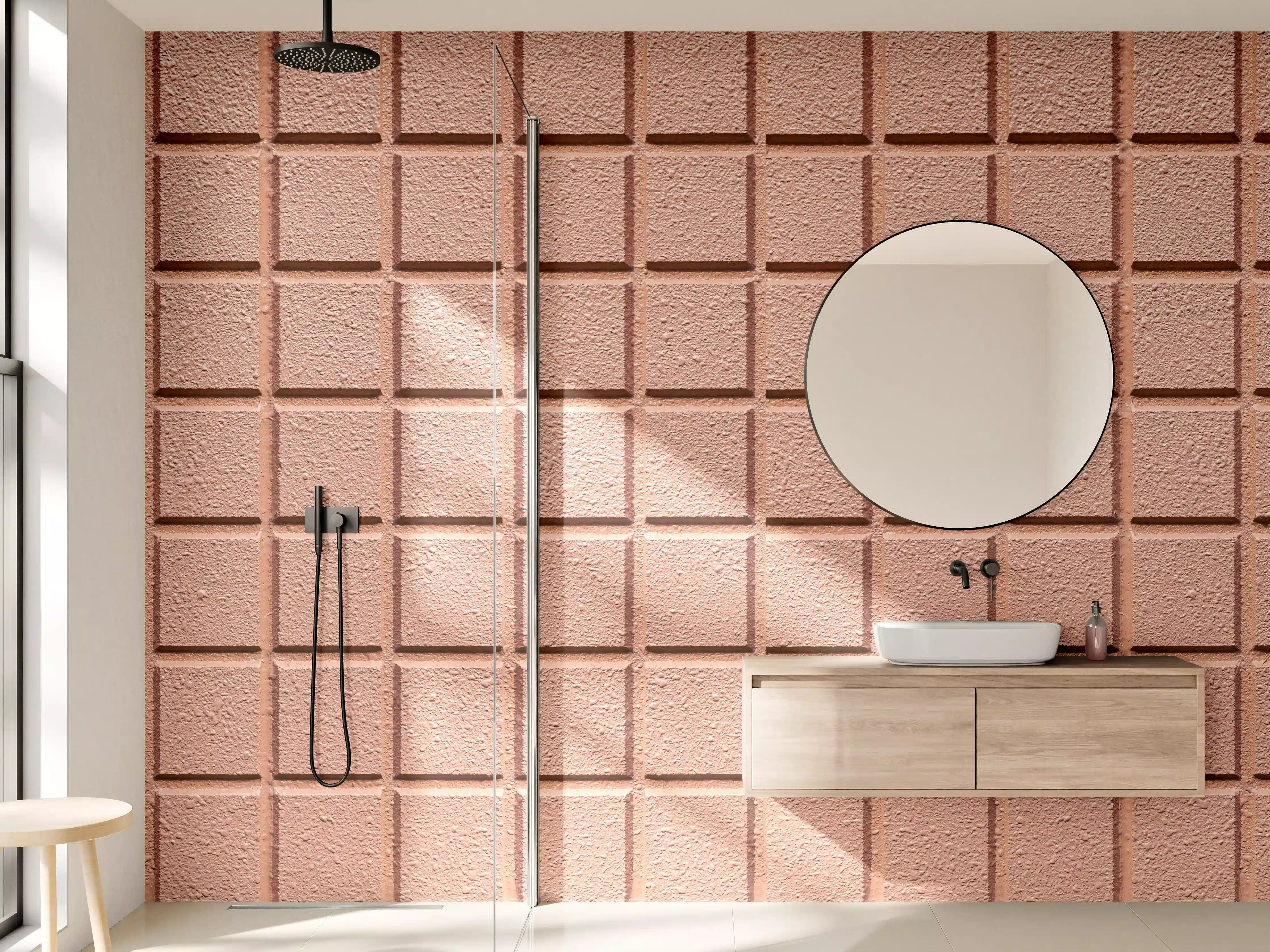 Wandverkleidung Bad - Rosafarbige Steintextur