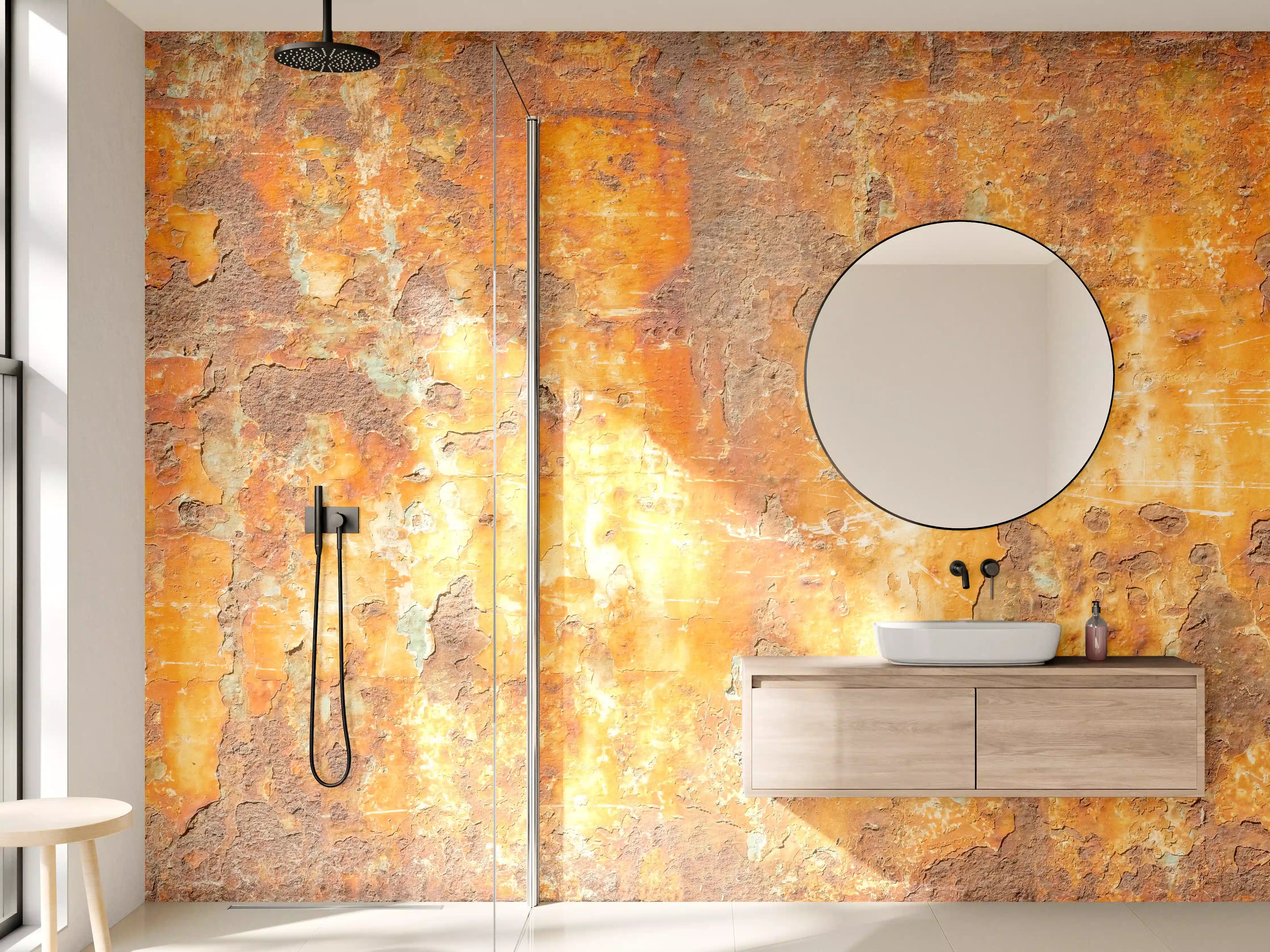 Wandverkleidung Bad - Rostige Betonwand