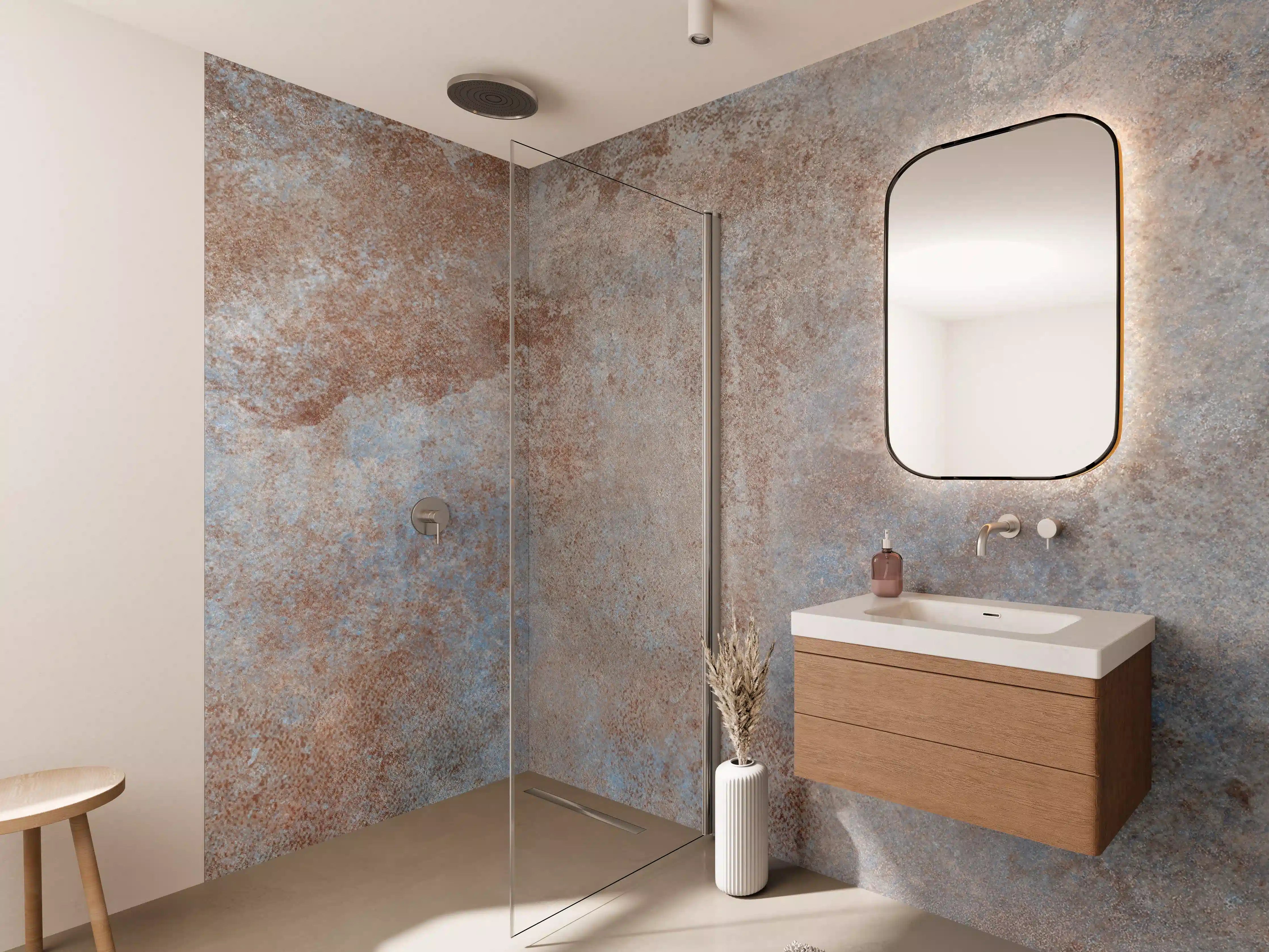 Wandverkleidung Bad - Rostige Metallplatte