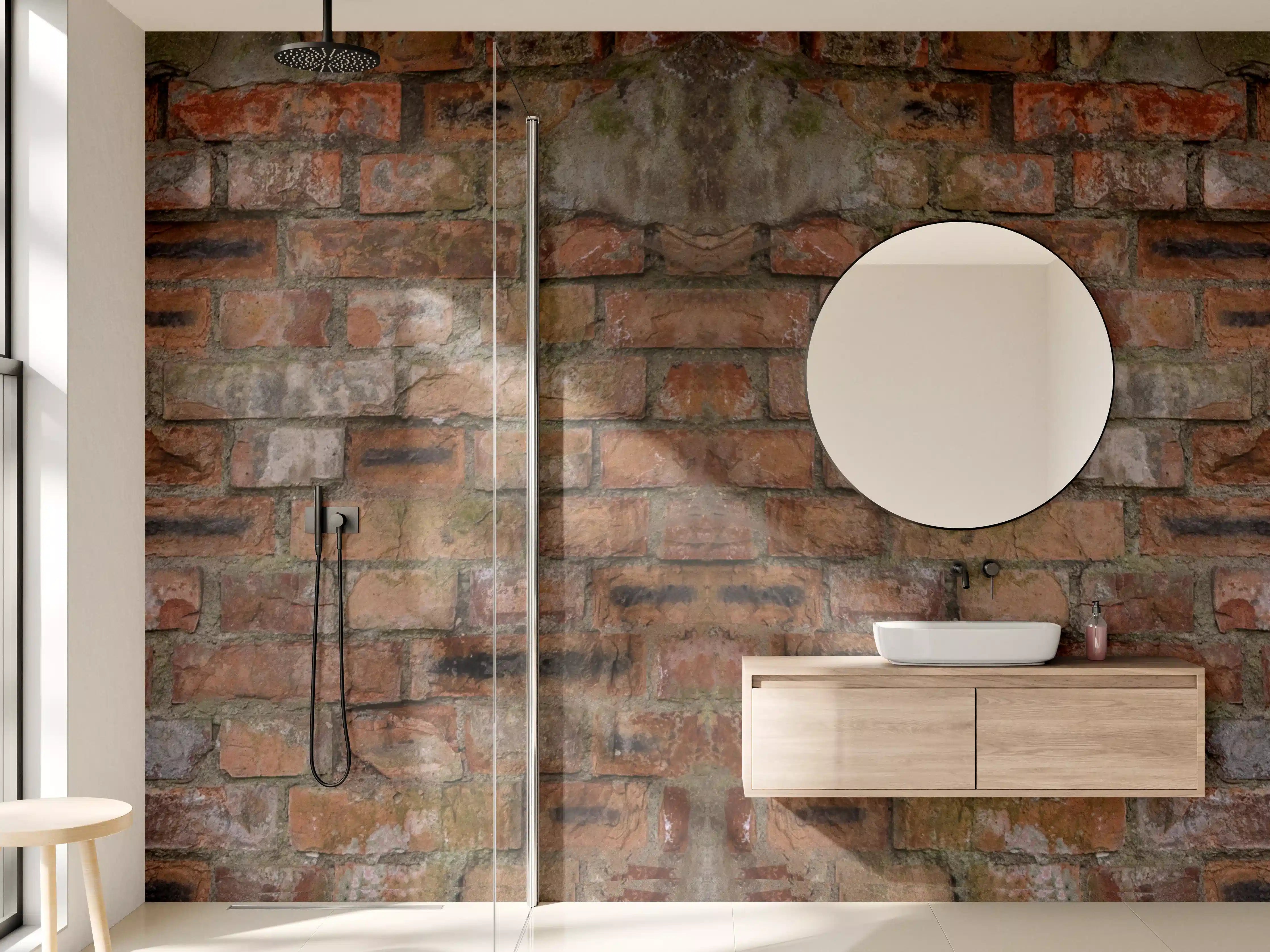 Wandverkleidung Bad - Rostige Ziegelsteinwand Textur