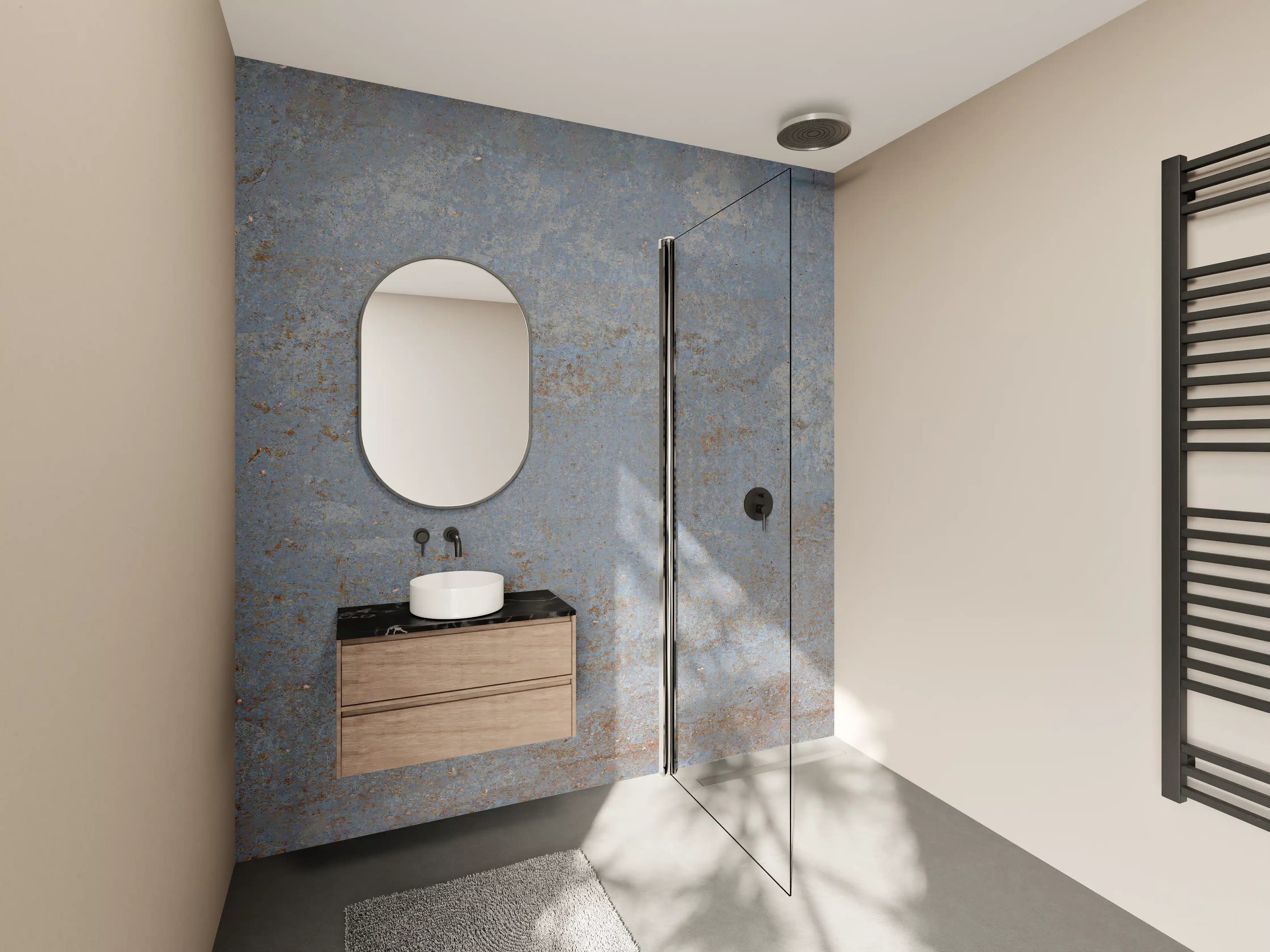 Wandverkleidung Bad - Rostiger Marmor aus Zement Textur