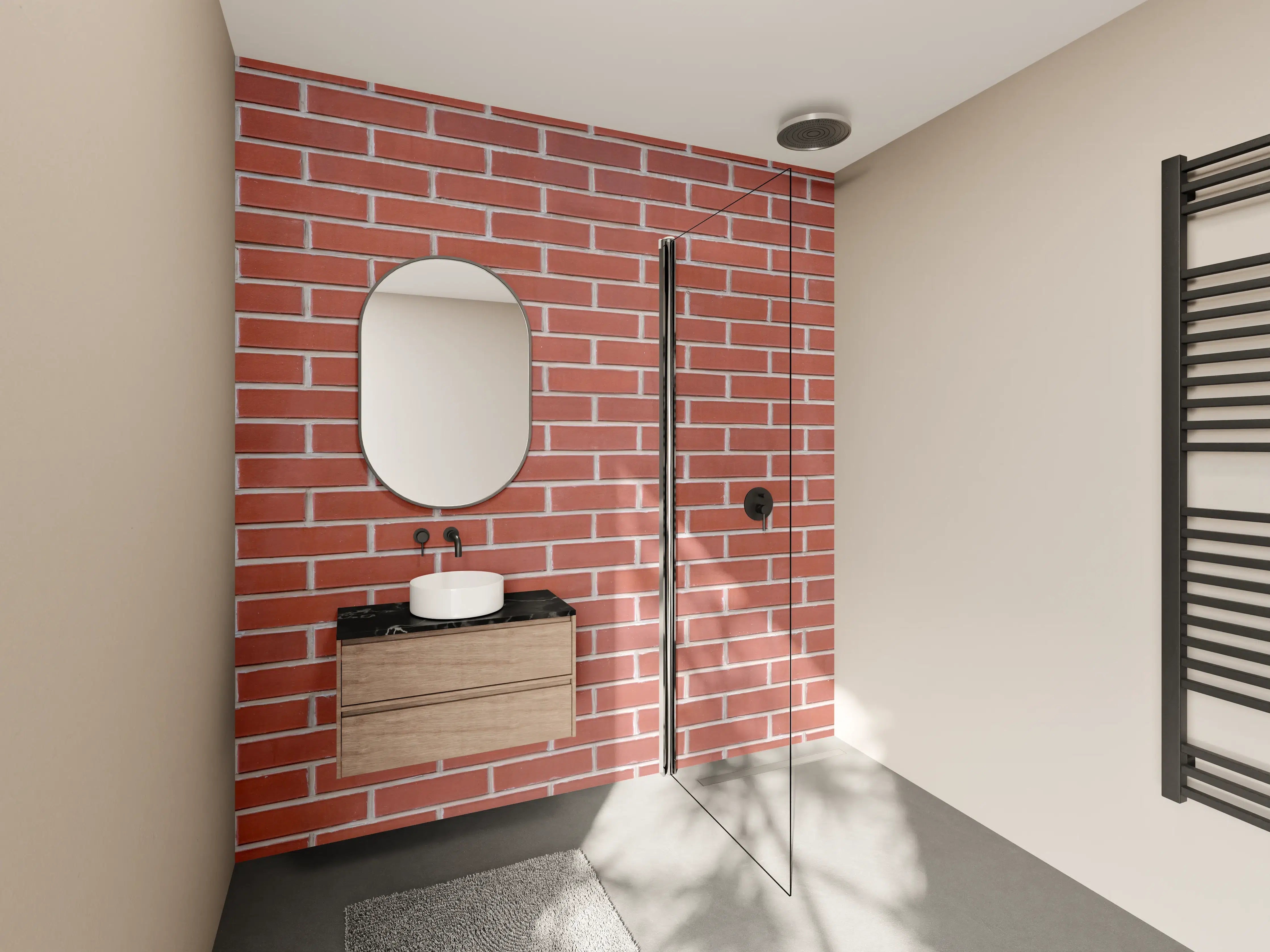 Wandverkleidung Bad - Rote Ziegelstein-Textur