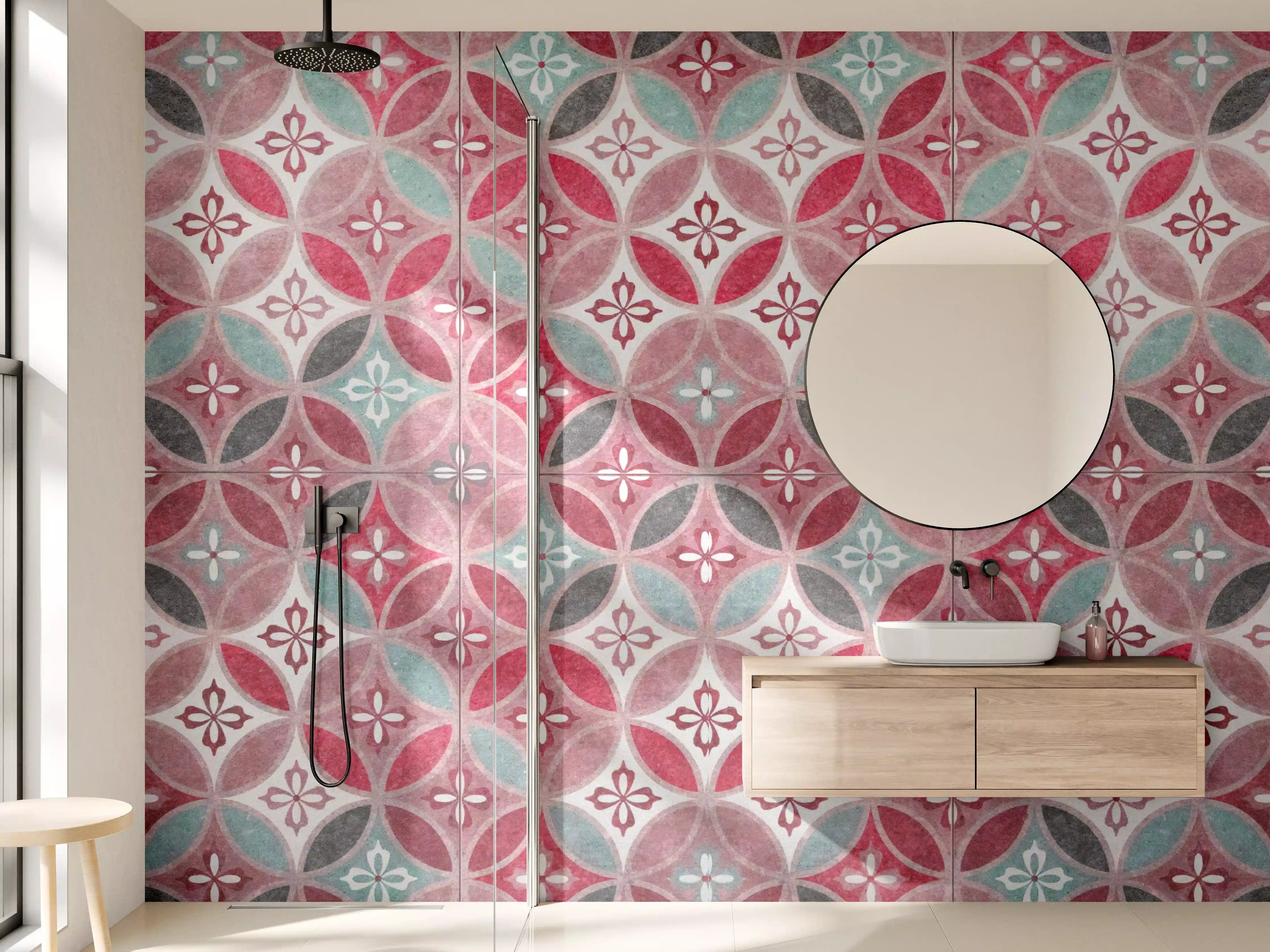 Wandverkleidung Bad - Rote anthrazit Struktur