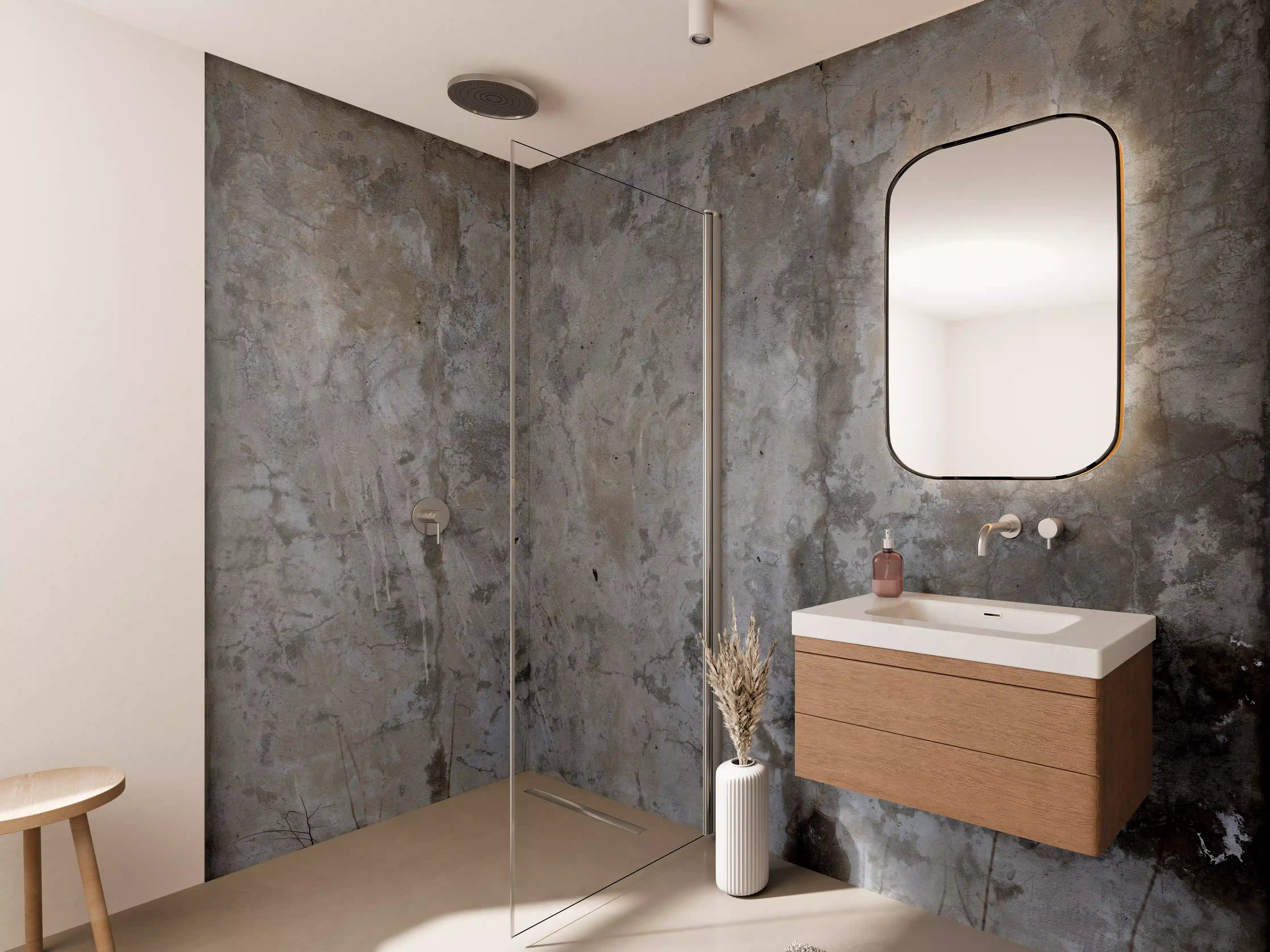 Wandverkleidung Bad - Rustikale Beton-Optik Wandgestaltung