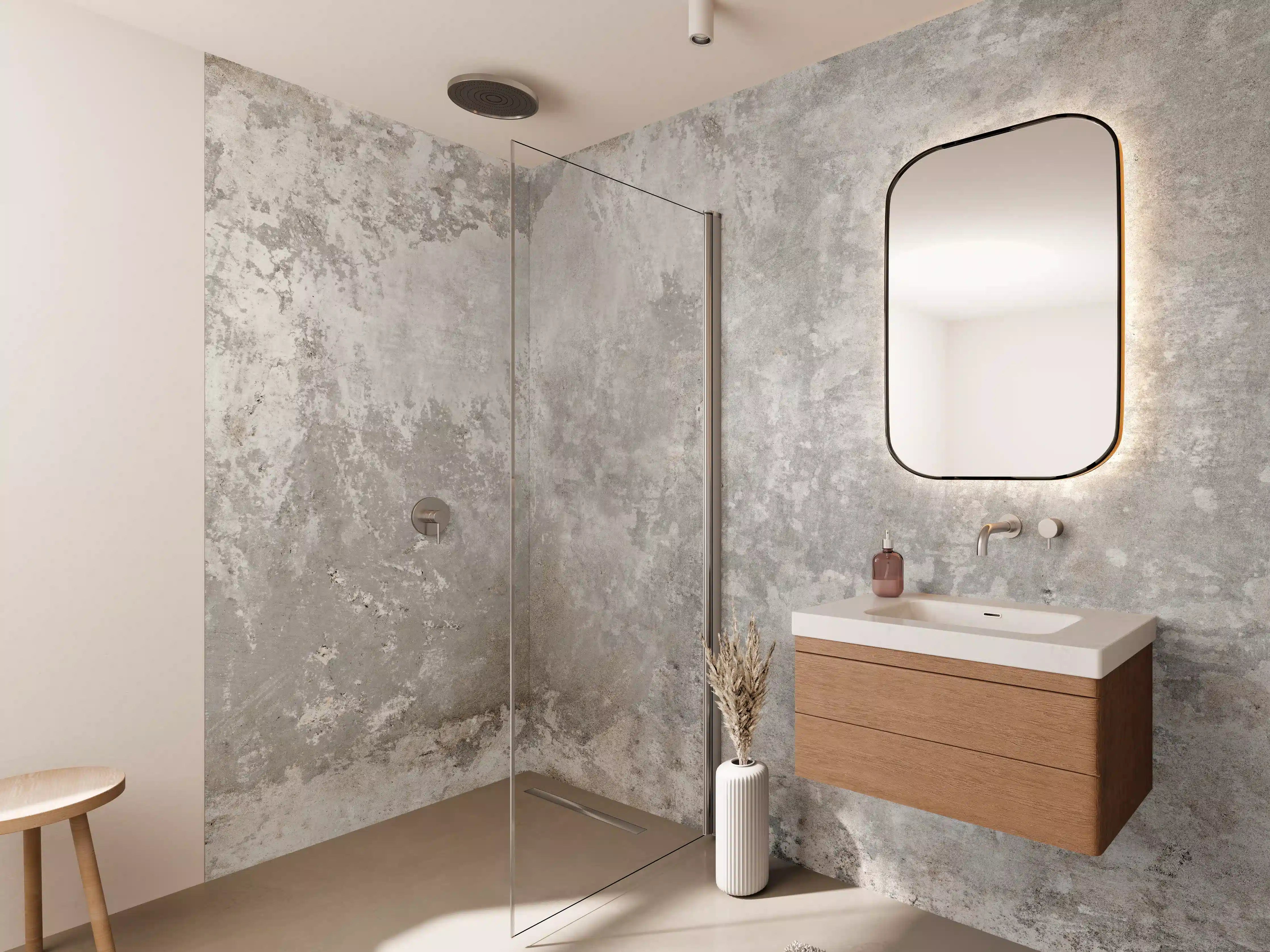 Wandverkleidung Bad - Rustikale Betonoptik mit texturierter Oberfläche