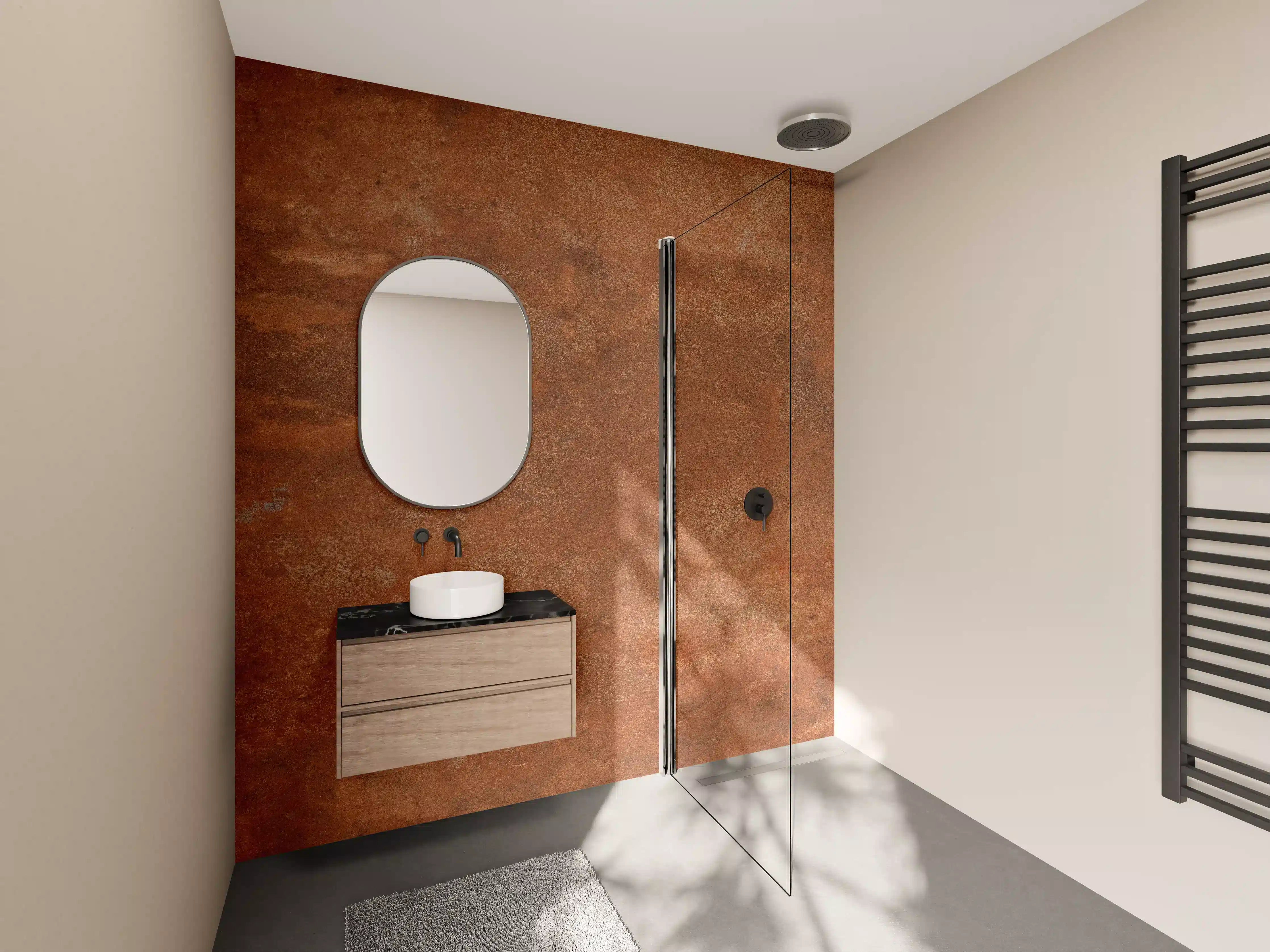 Wandverkleidung Bad - Rustikale Bronze-Textur