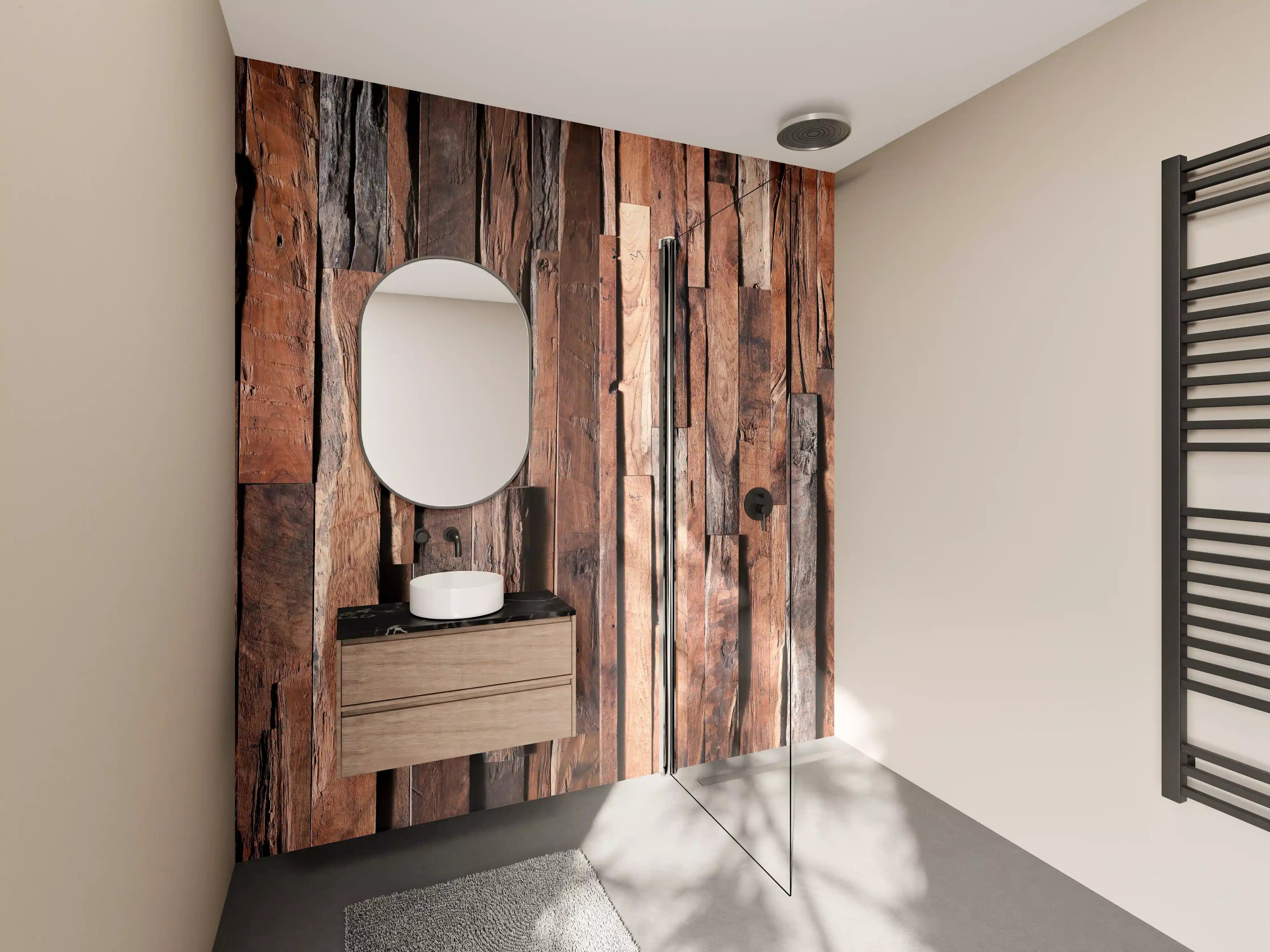Wandverkleidung Bad - Rustikale Holzpaneel-Wandverkleidung