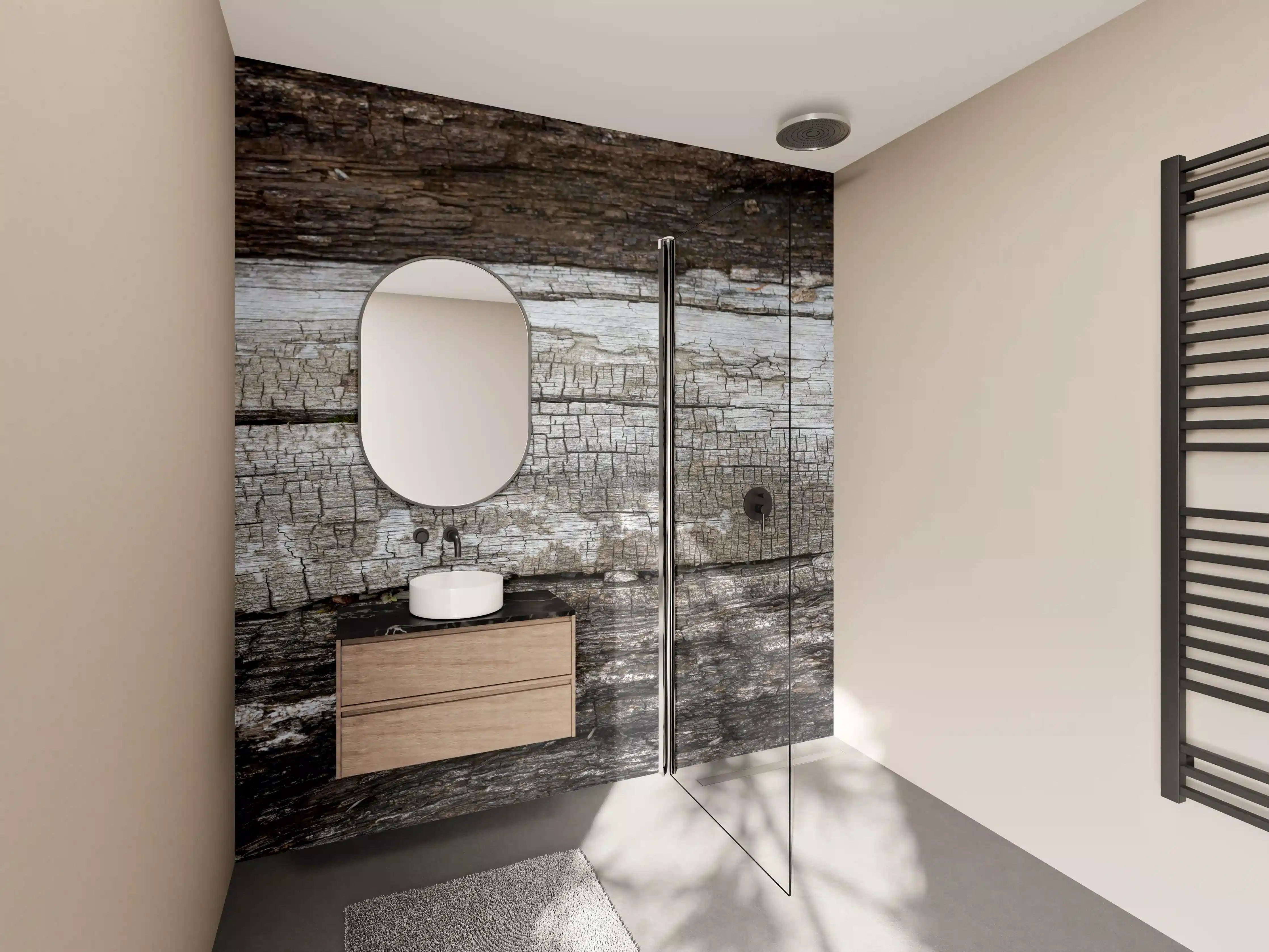 Wandverkleidung Bad - Rustikale Holzstruktur mit Patina