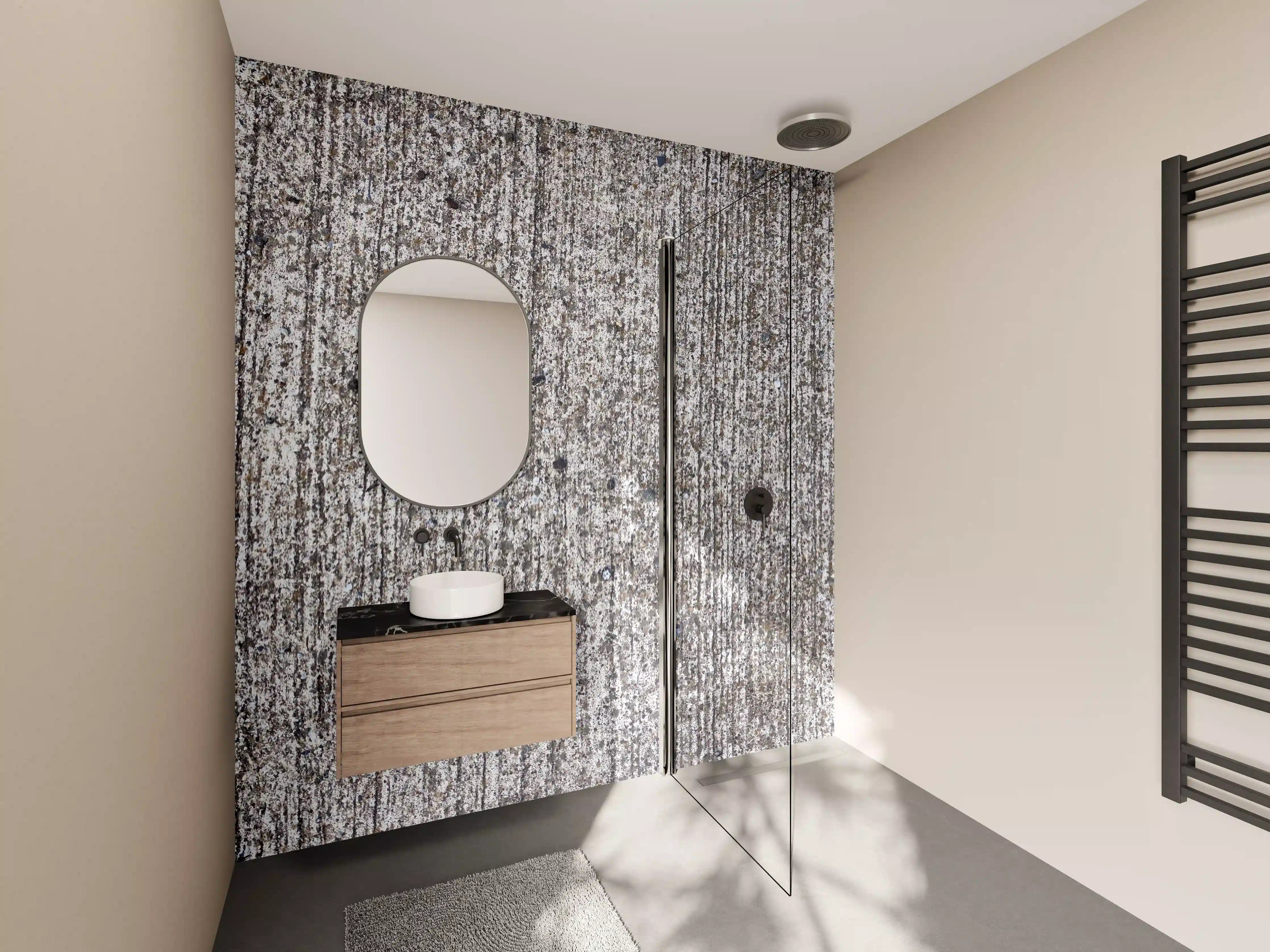 Wandverkleidung Bad - Rustikale Holzstruktur mit grauen Tönen