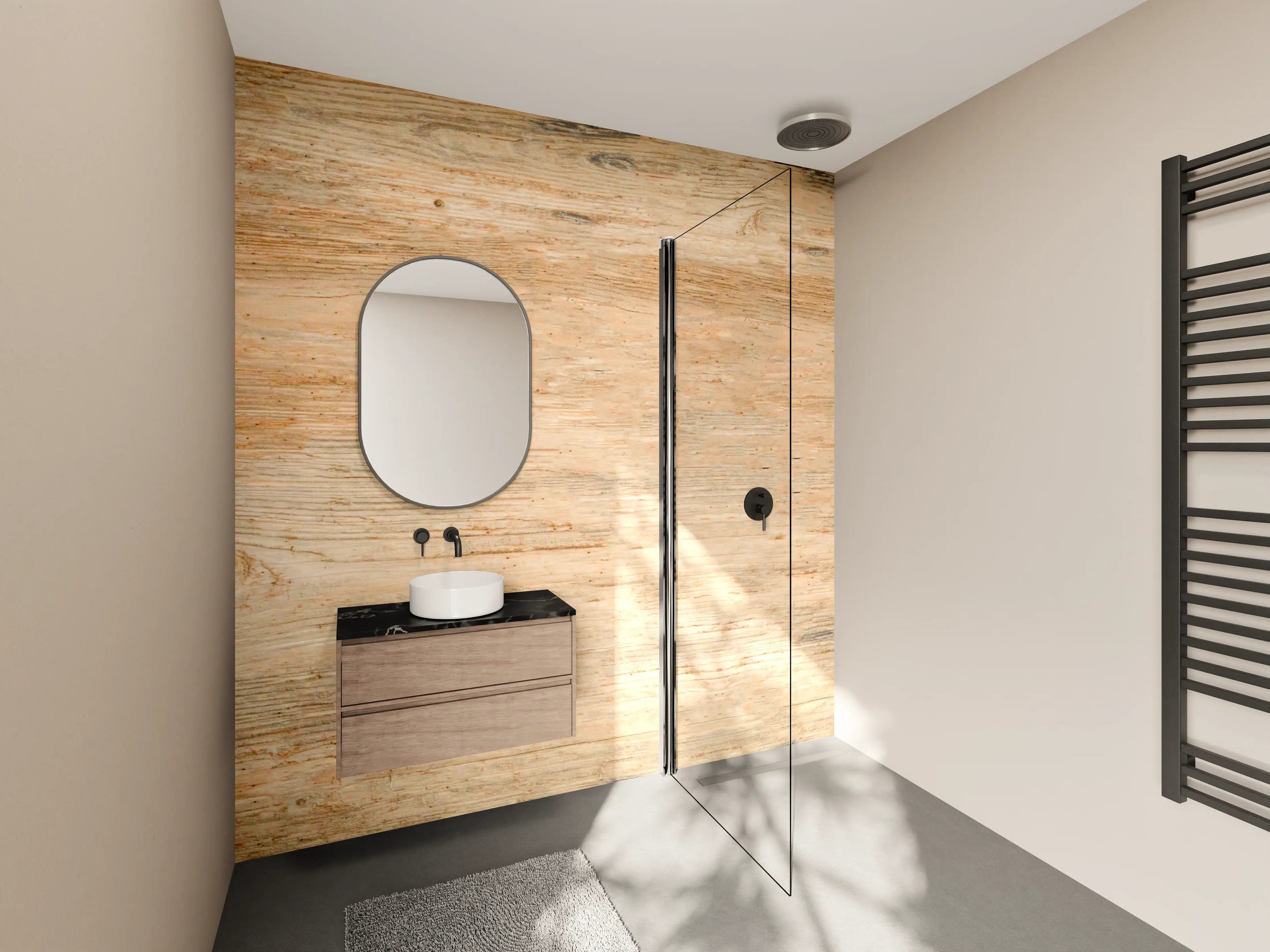 Wandverkleidung Bad - Rustikale Holztextur Panorama