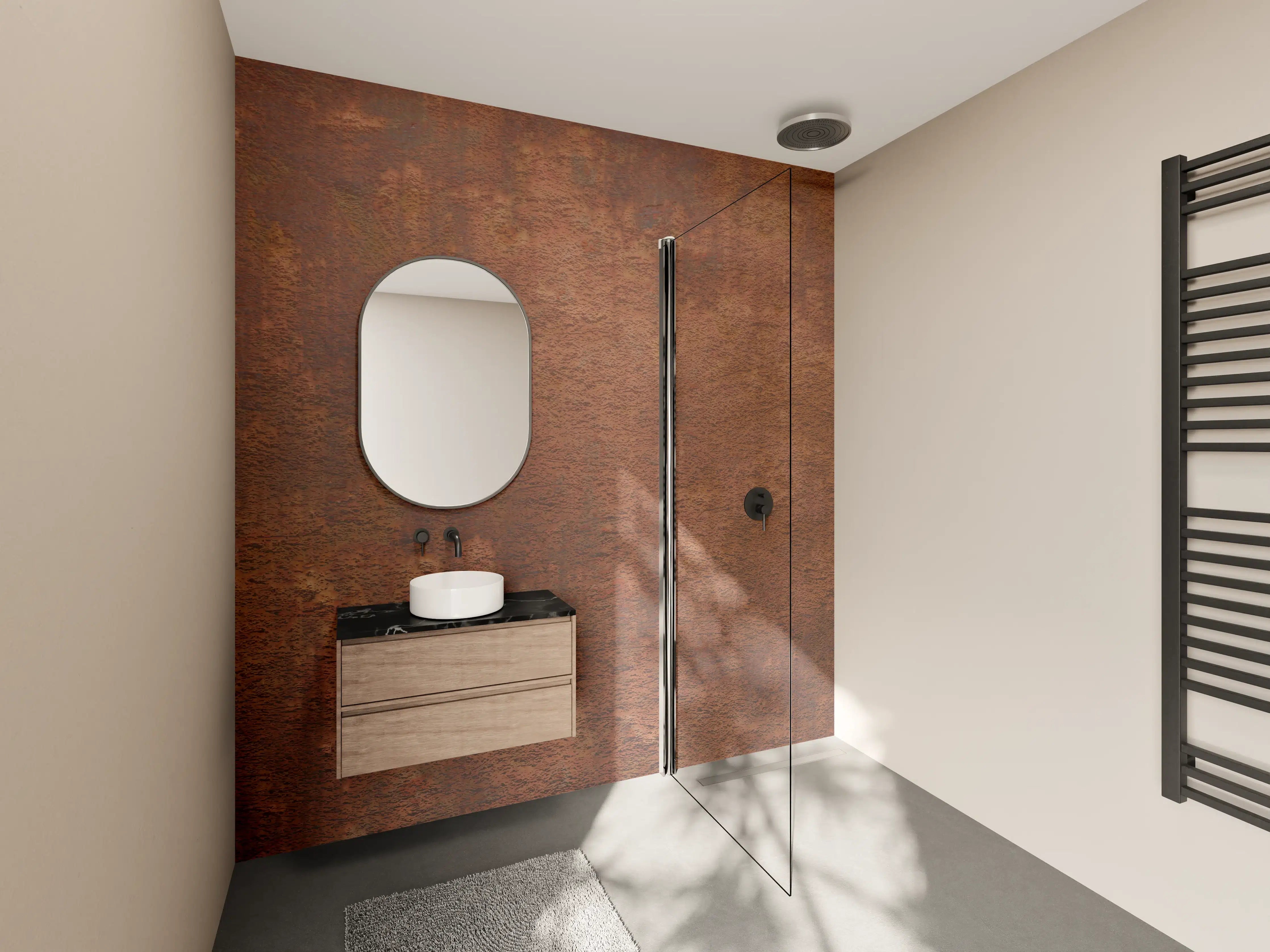 Wandverkleidung Bad - Rustikale Metalloberfläche mit warmen Brauntönen